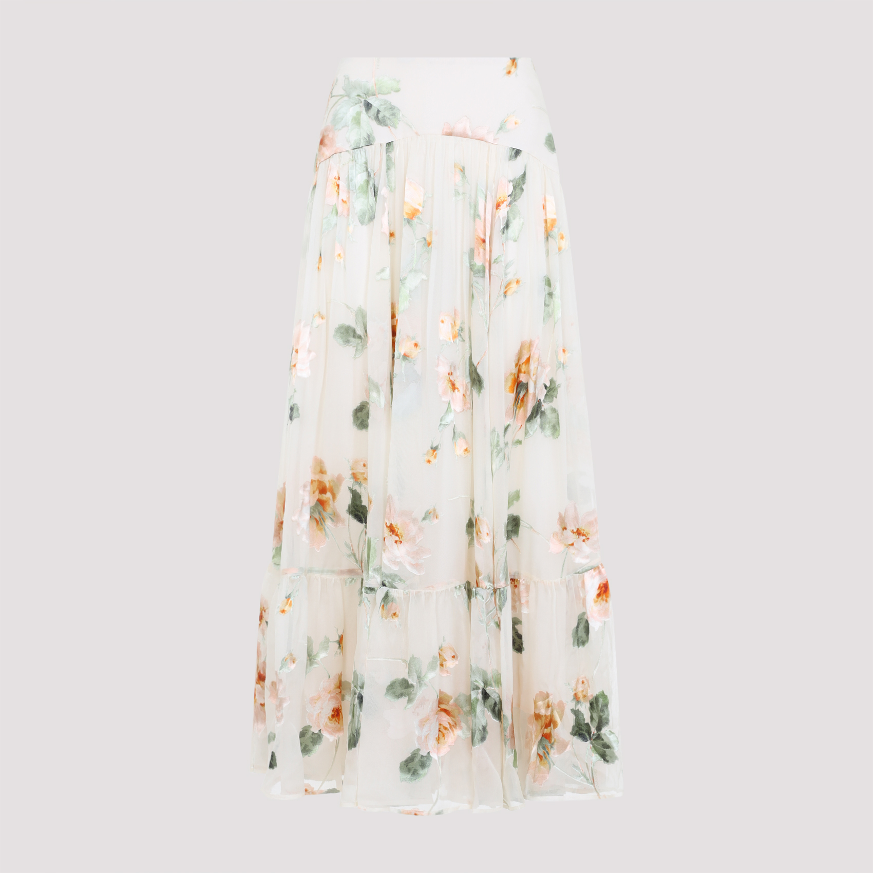 Zimmermann Women's Nude & Neutrals Carousel Burnout Midi Skirt Viscose Silk