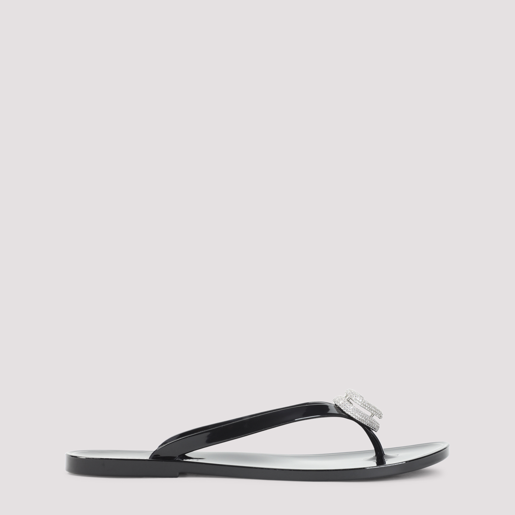 Mach & Mach Women's Black Double Heart Sandals Pvc