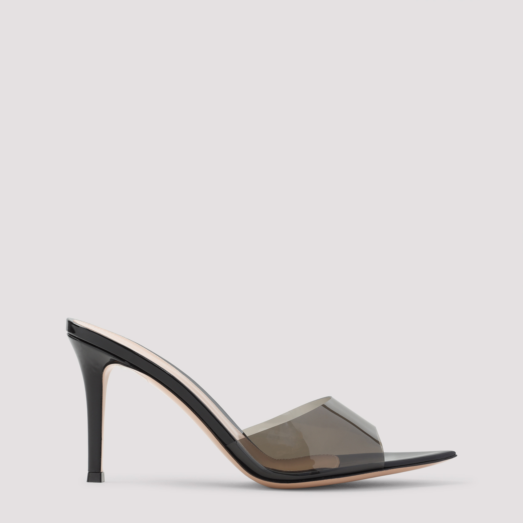 Gianvito Rossi Women's Black Elle 85 Mules Leather Pvc
