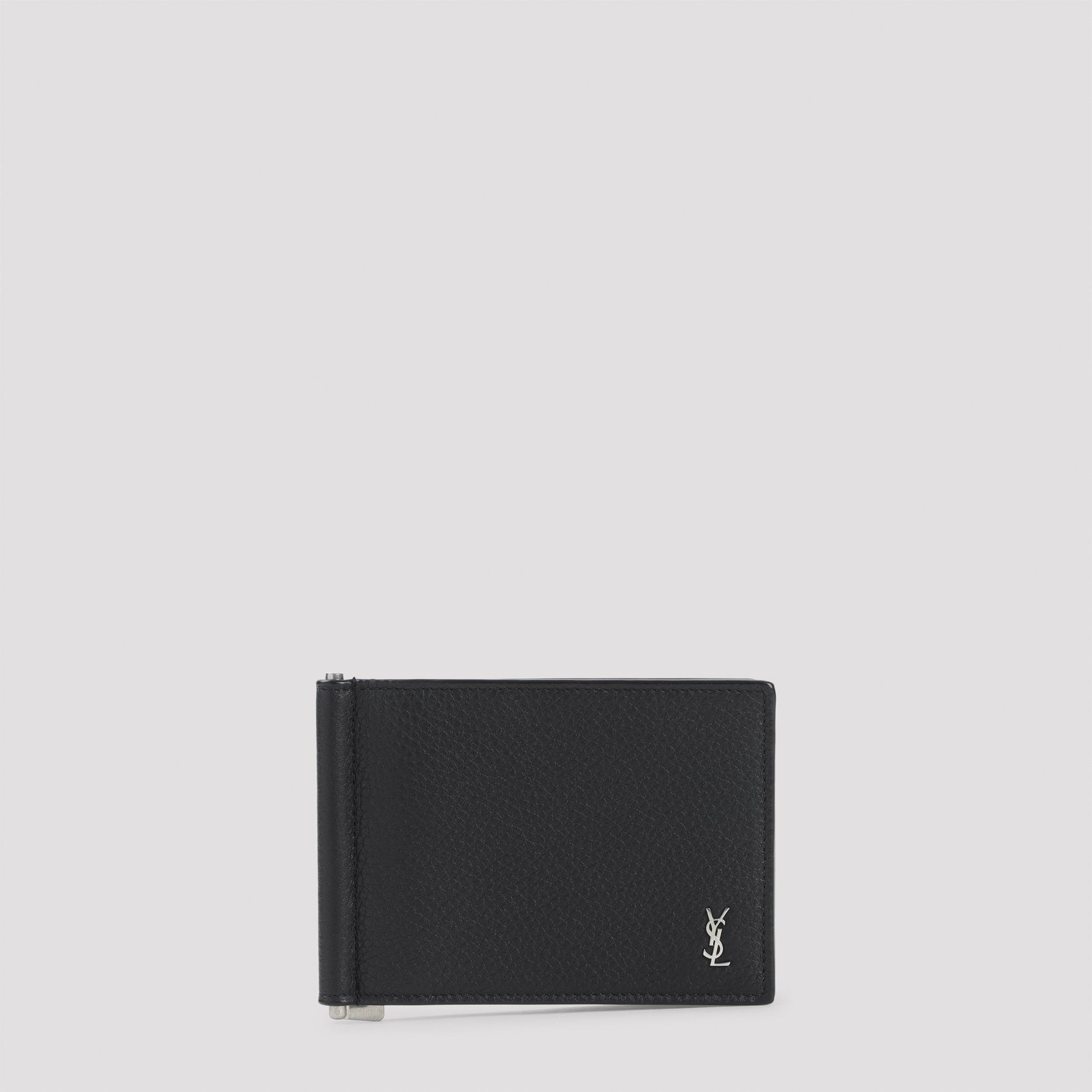 Saint Laurent Men's Black Tiny Cassandre Wallet Calf Leather Smallleathergoods