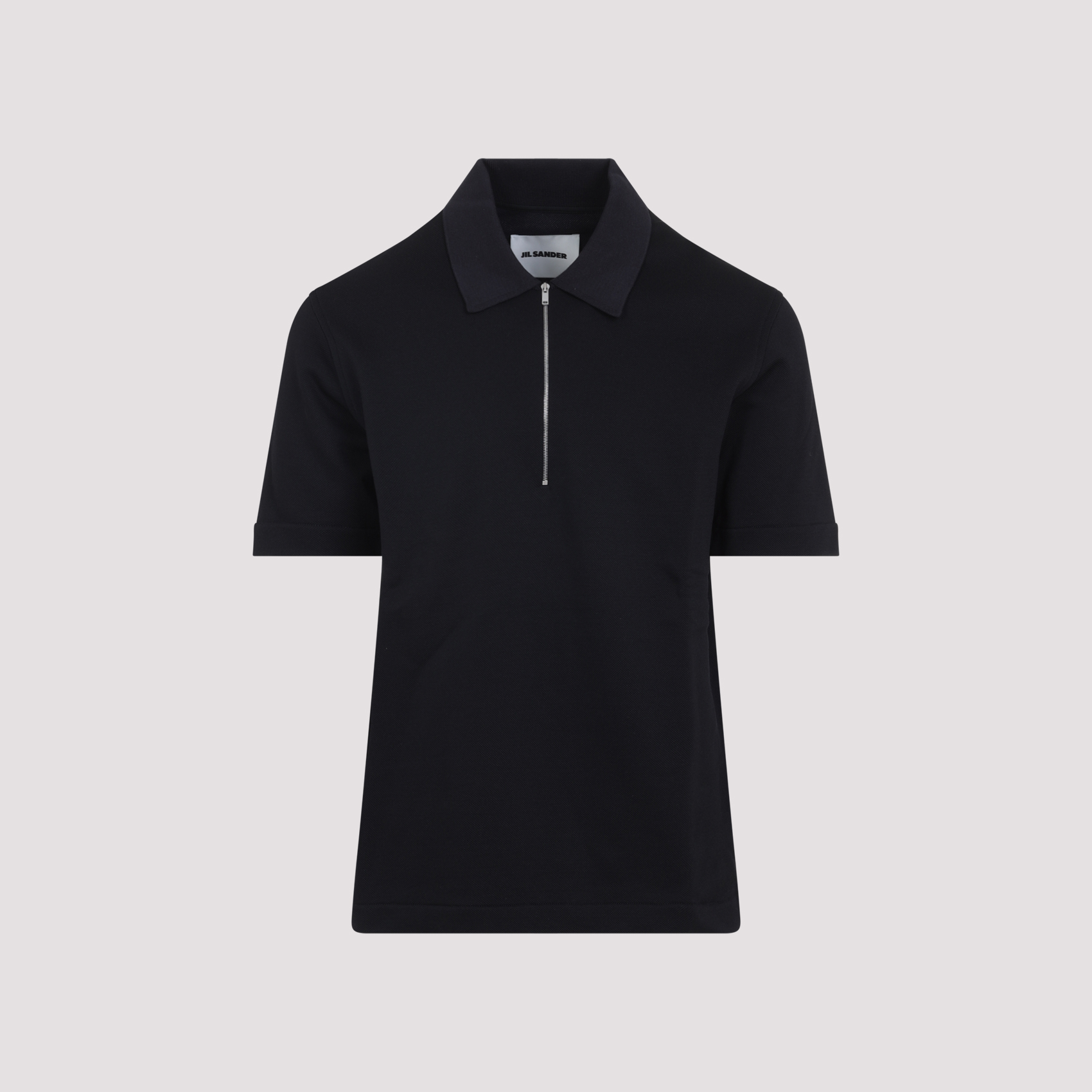 Jil Sander Men's Blue Knitted Collar Polo Polyamide Cotton