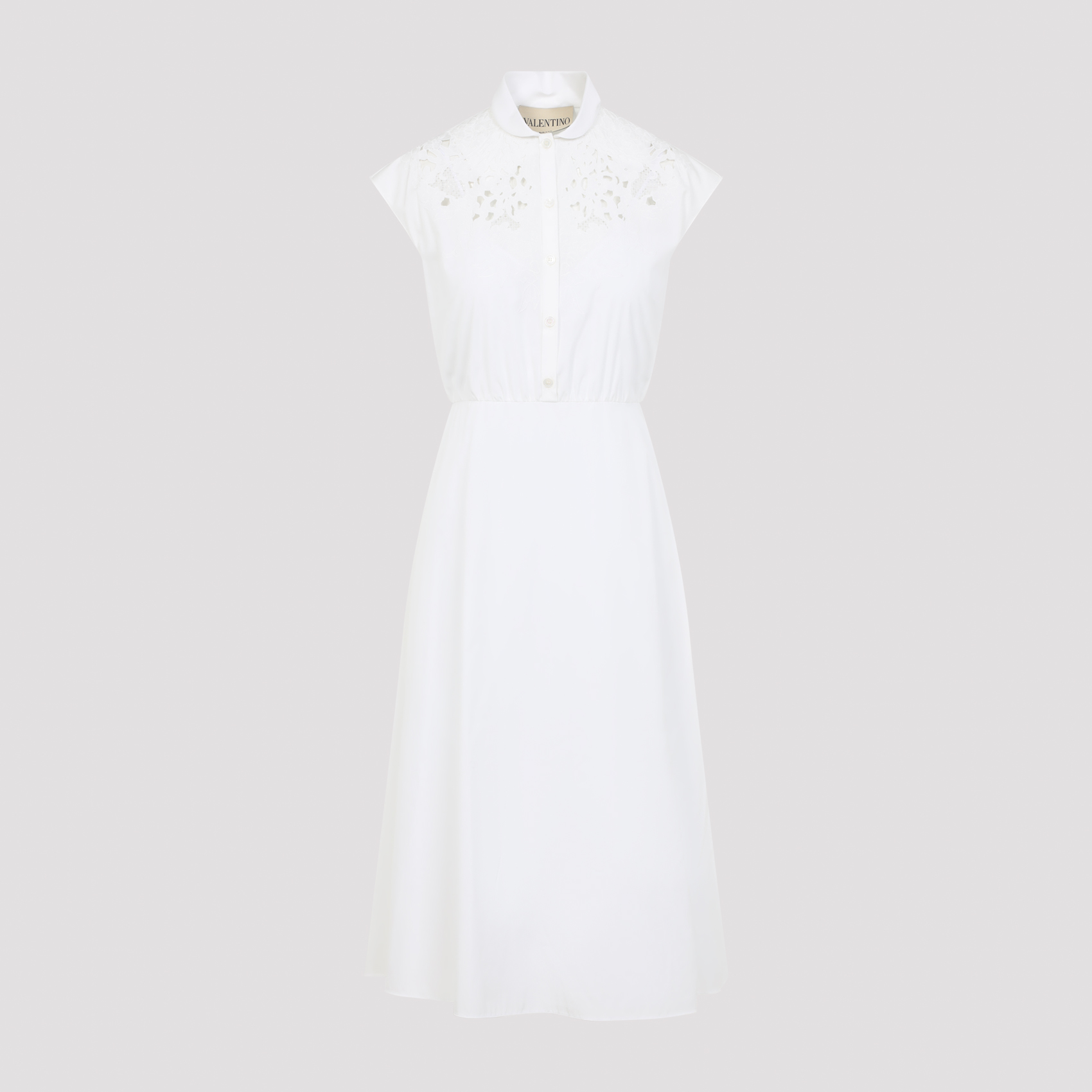 Valentino Women's White Embroidered Midi Dress Cotton