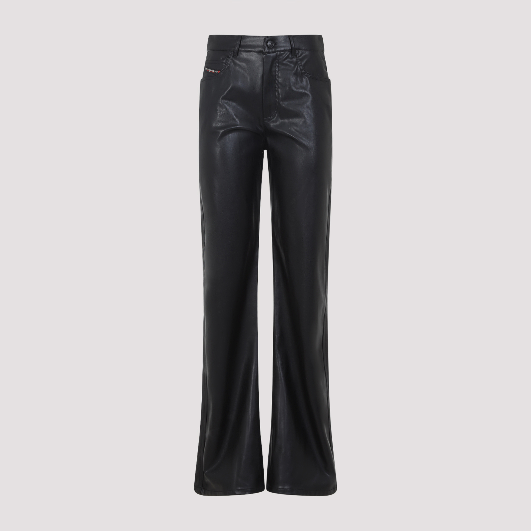 Diesel Women's Black P-Lain Eco Leather Pants Polyester