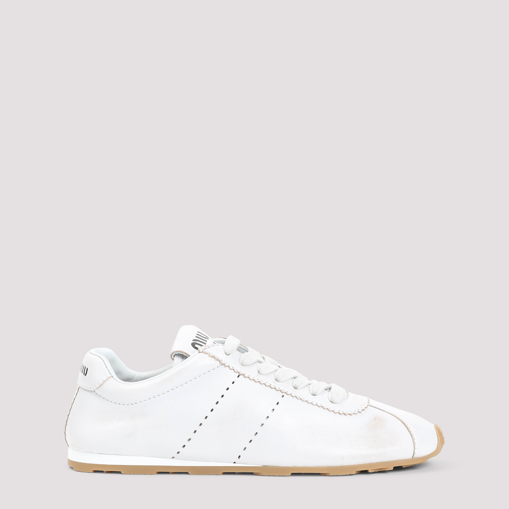 Miu Miu Women's White Leather Sneakers Lamb