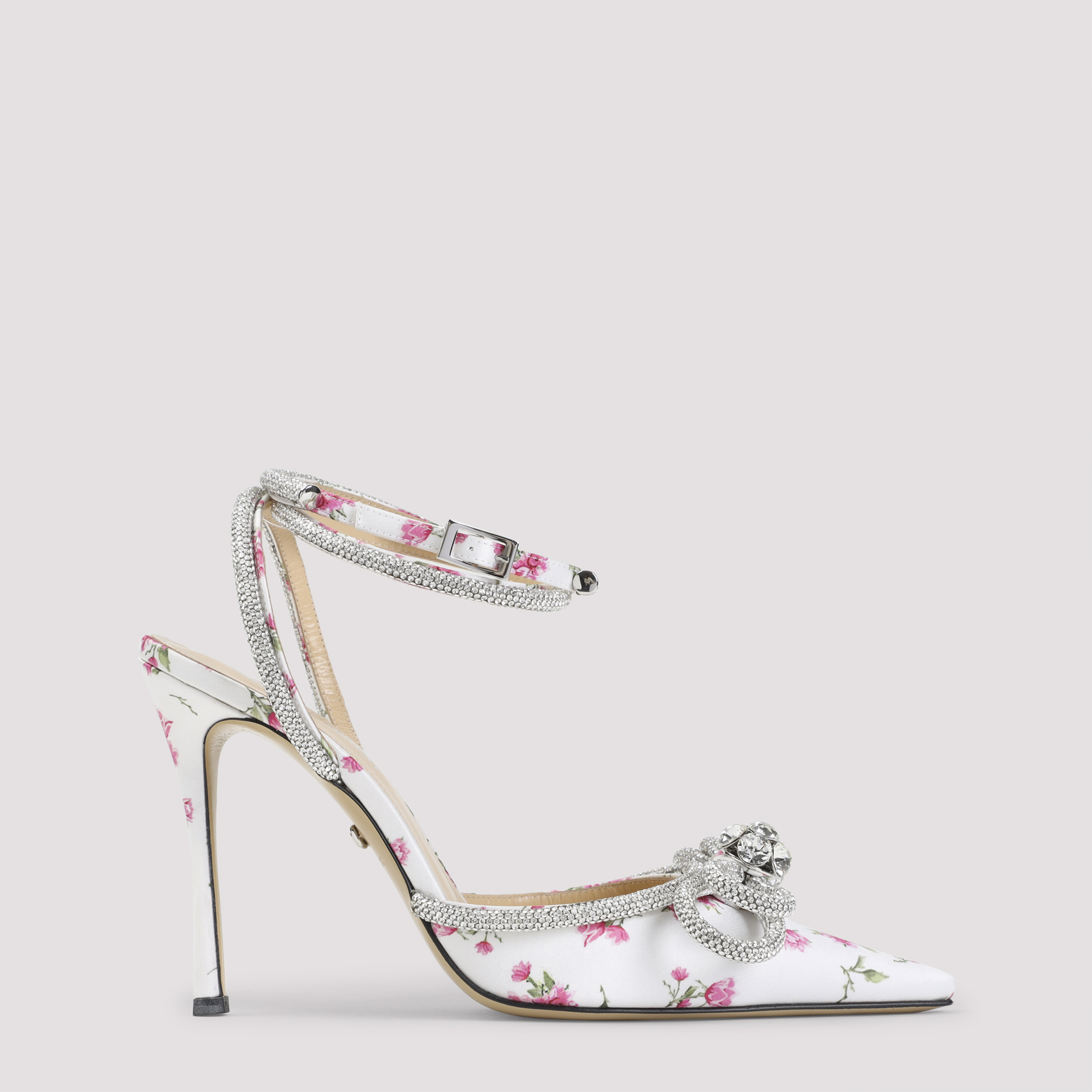 Mach & Mach Women's Metallic Double Bow Cheri Floral Satin High Heels Sandals Shoe