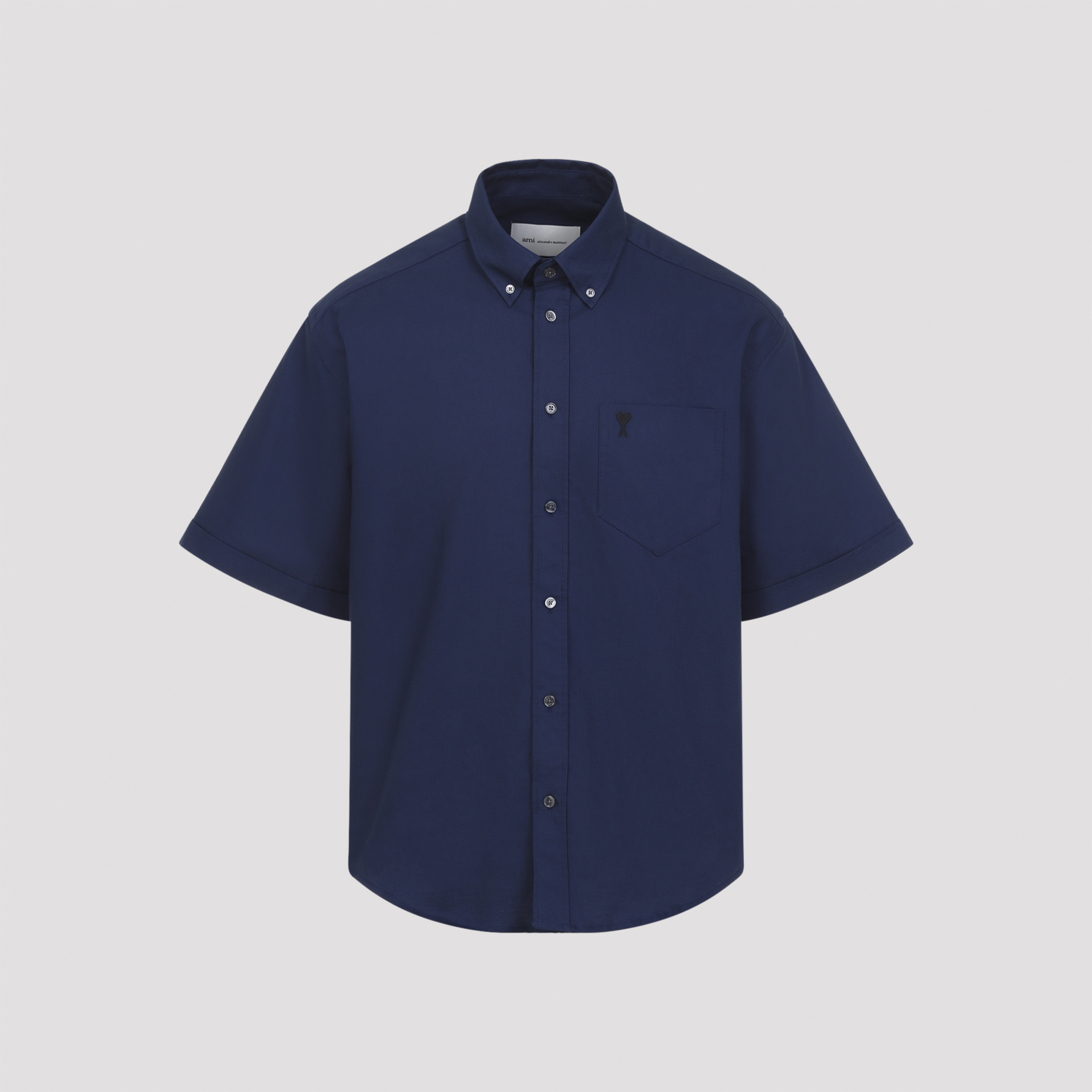 Ami Paris Men's Blue Ami Boxy Short Sleeve Shirt Cotton