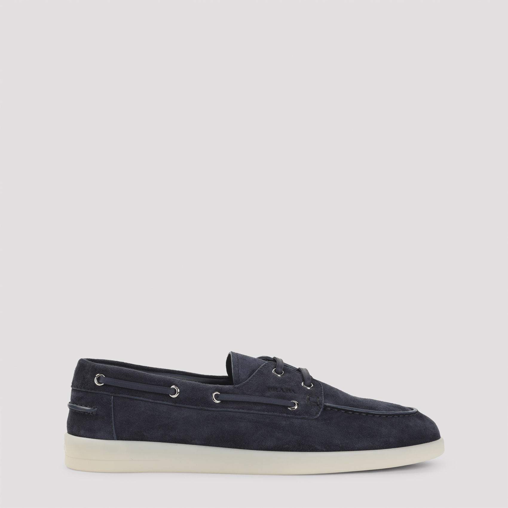 Prada Men's Blue Allacciate Lace-Up Shoes Suede Calf Leather Rubber