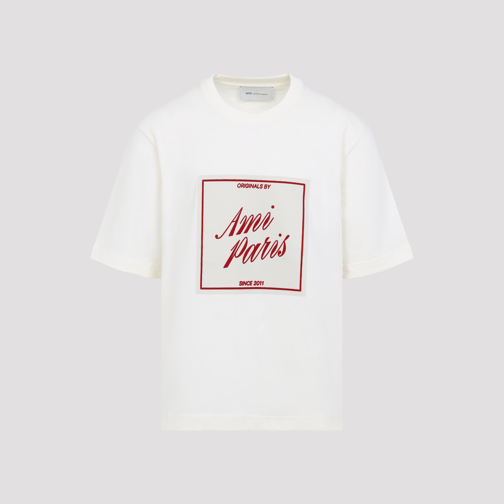 Ami Paris Men's White Ami Boxy Fit Short Sleeves T-Shirt Cotton Tshirt