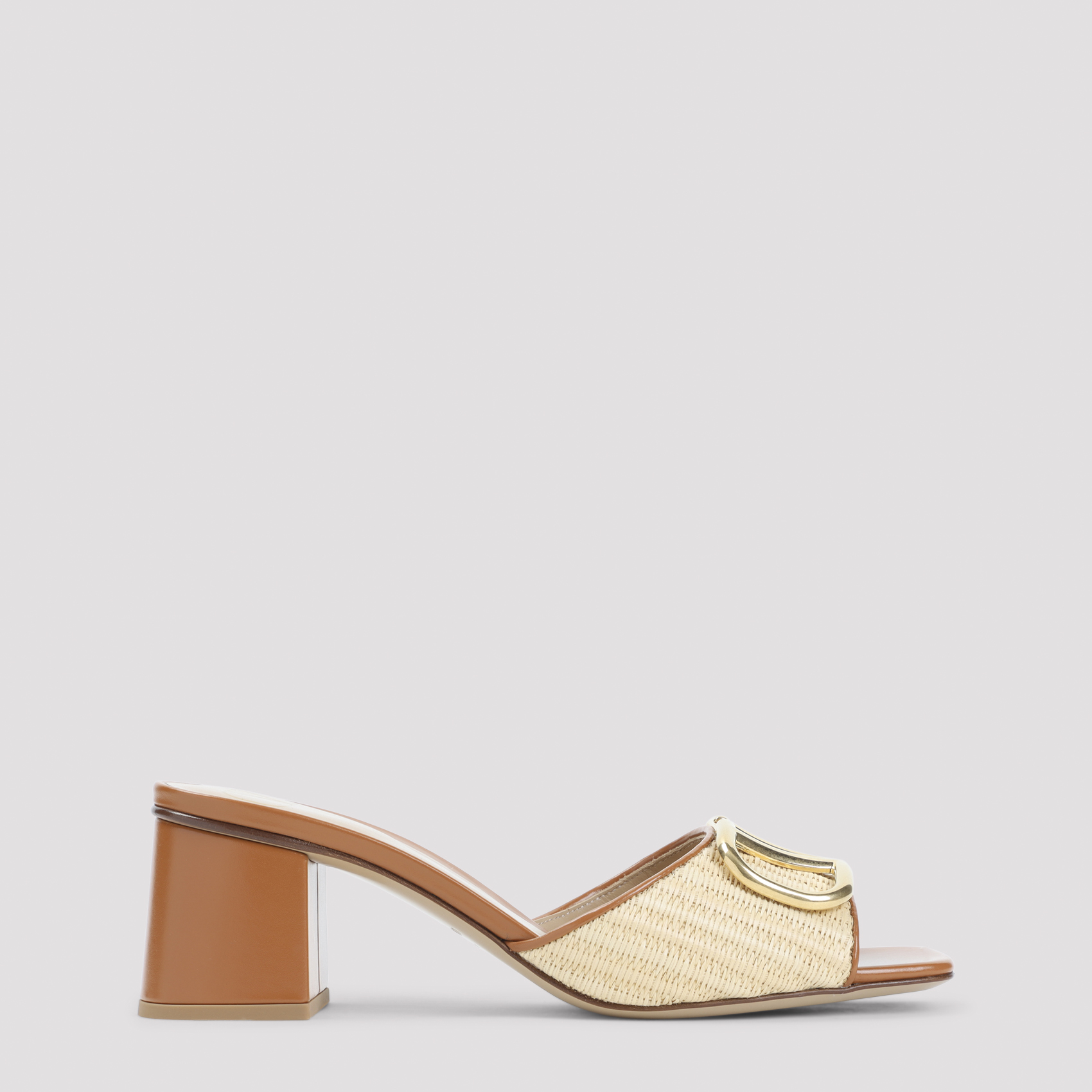 Valentino Garavani Women's Nude & Neutrals Slide Sandals Cotton Viscose Lether