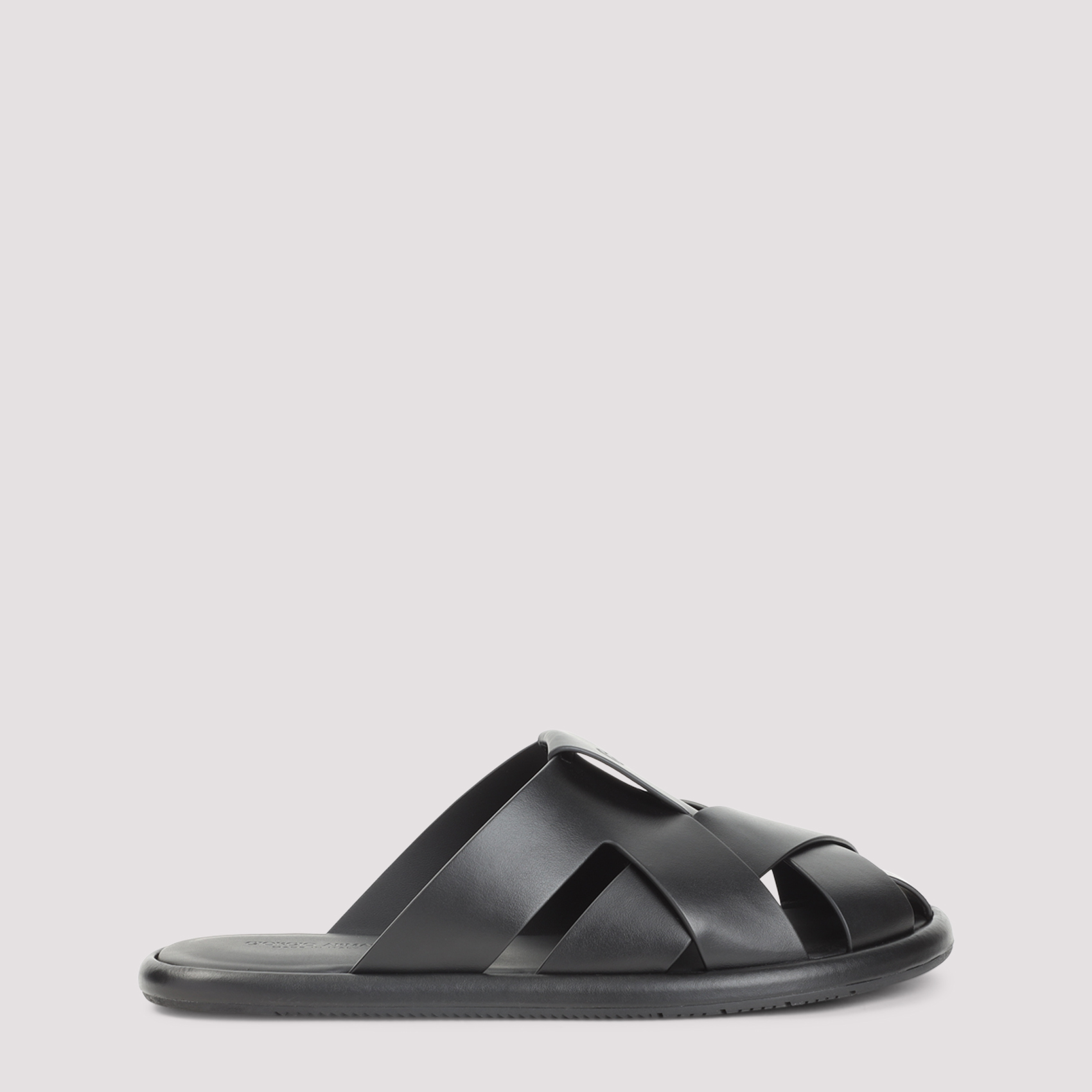 Giorgio Armani Men's Black Leather Sandals Bovine