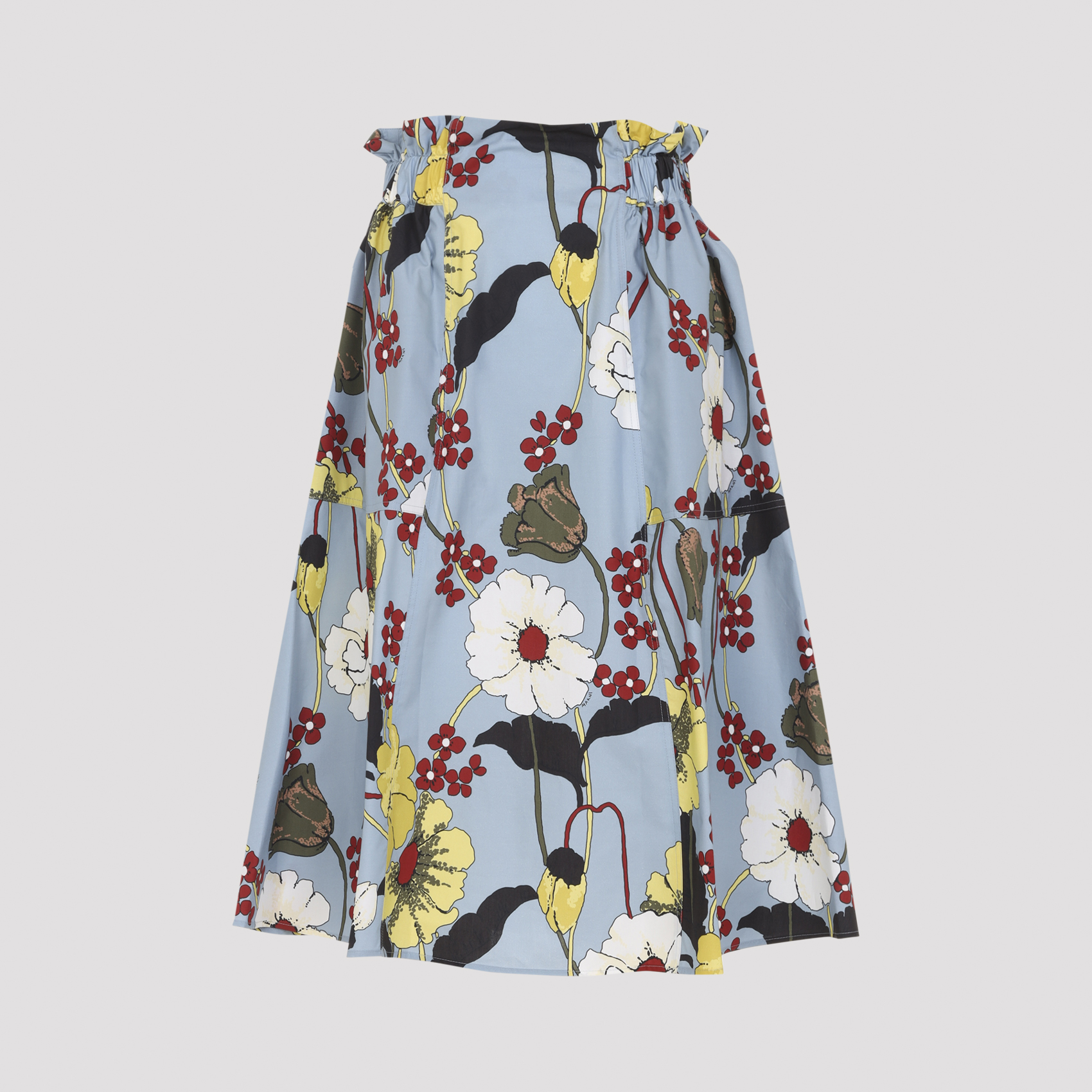 Marni Women's Blue Flared Midi Skirt Cotton