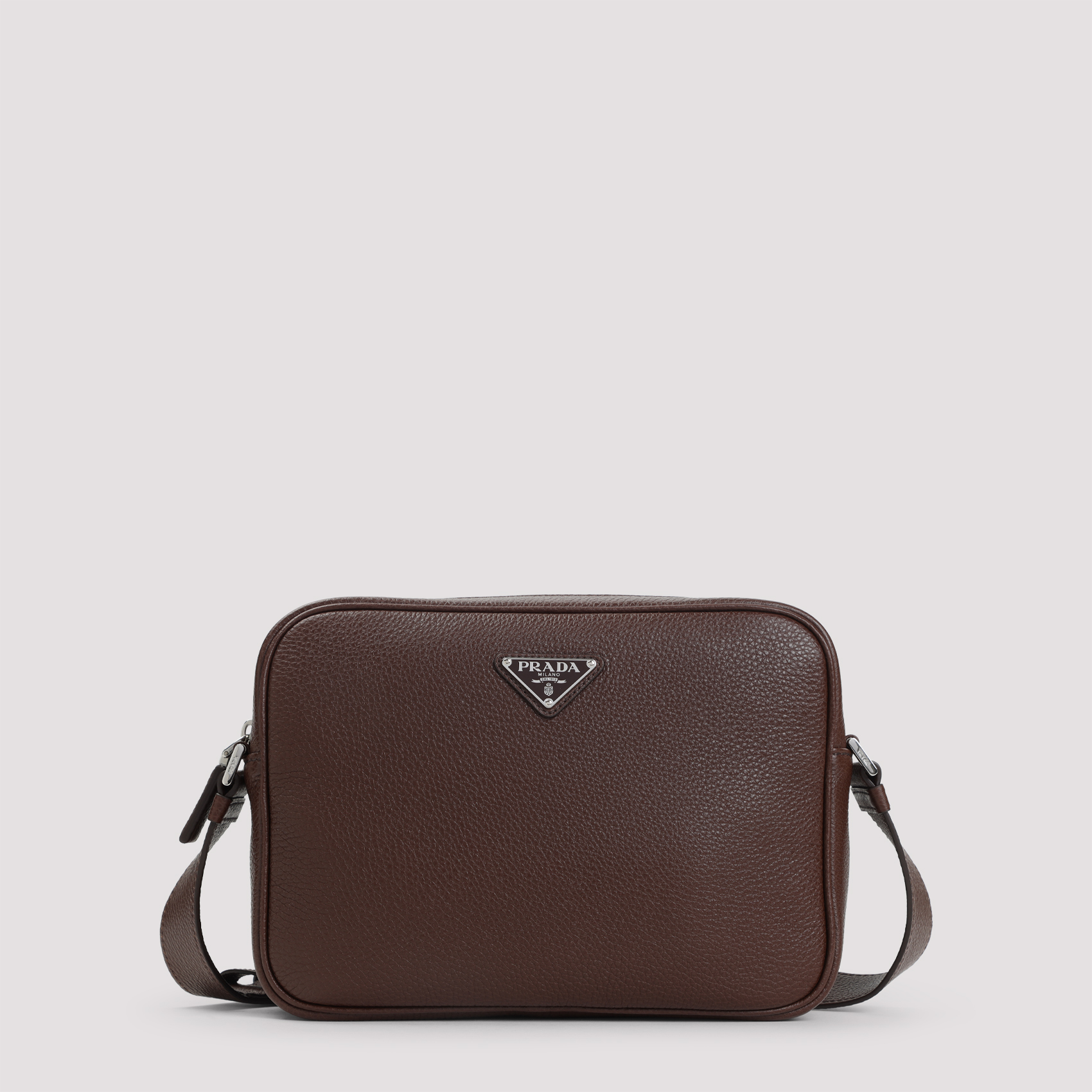 Prada Unisex Brown Cross Body Bag Calf Leather