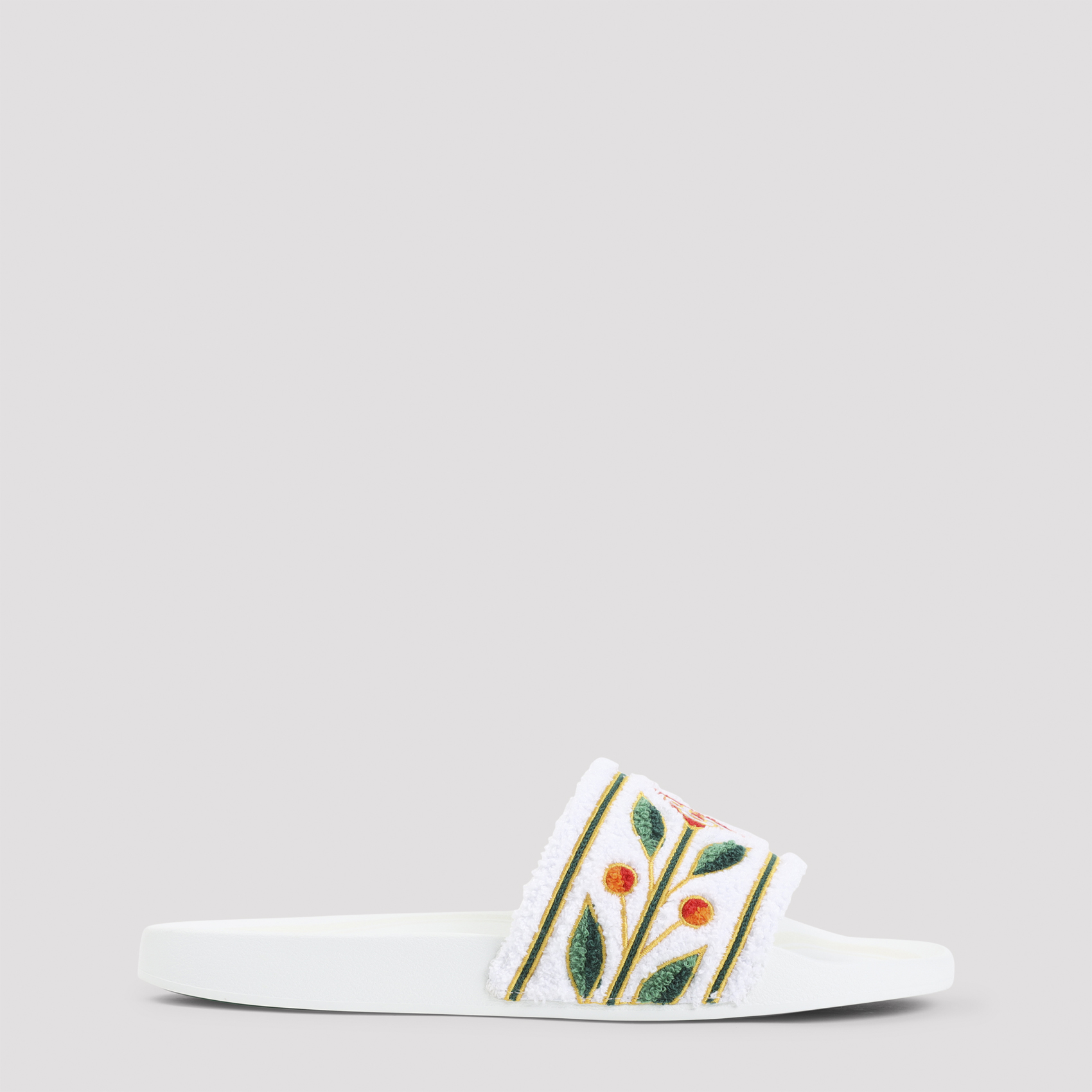 Casablanca Men's White Embroidered Terry Sandals
