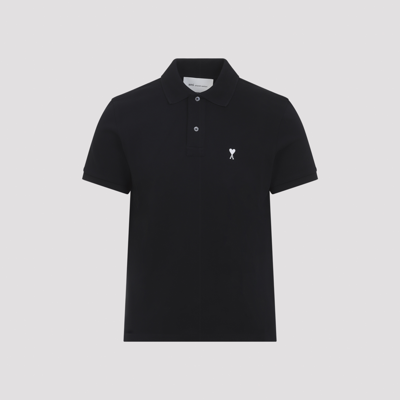 Ami Paris Men's Black Ami Contrasted De Coeur Polo Cotton