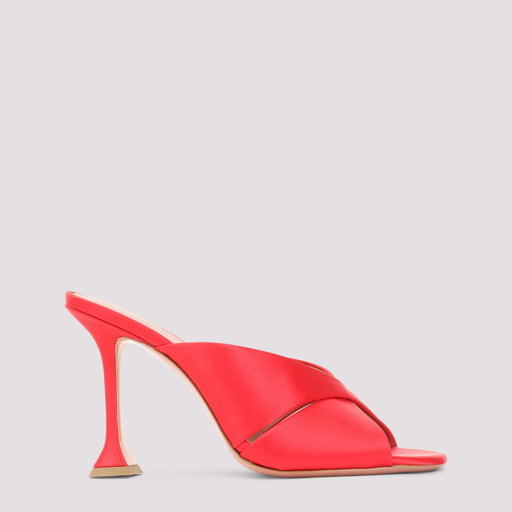 Amina Muaddi Women's Red Salma 95 Slipper Leather Satin