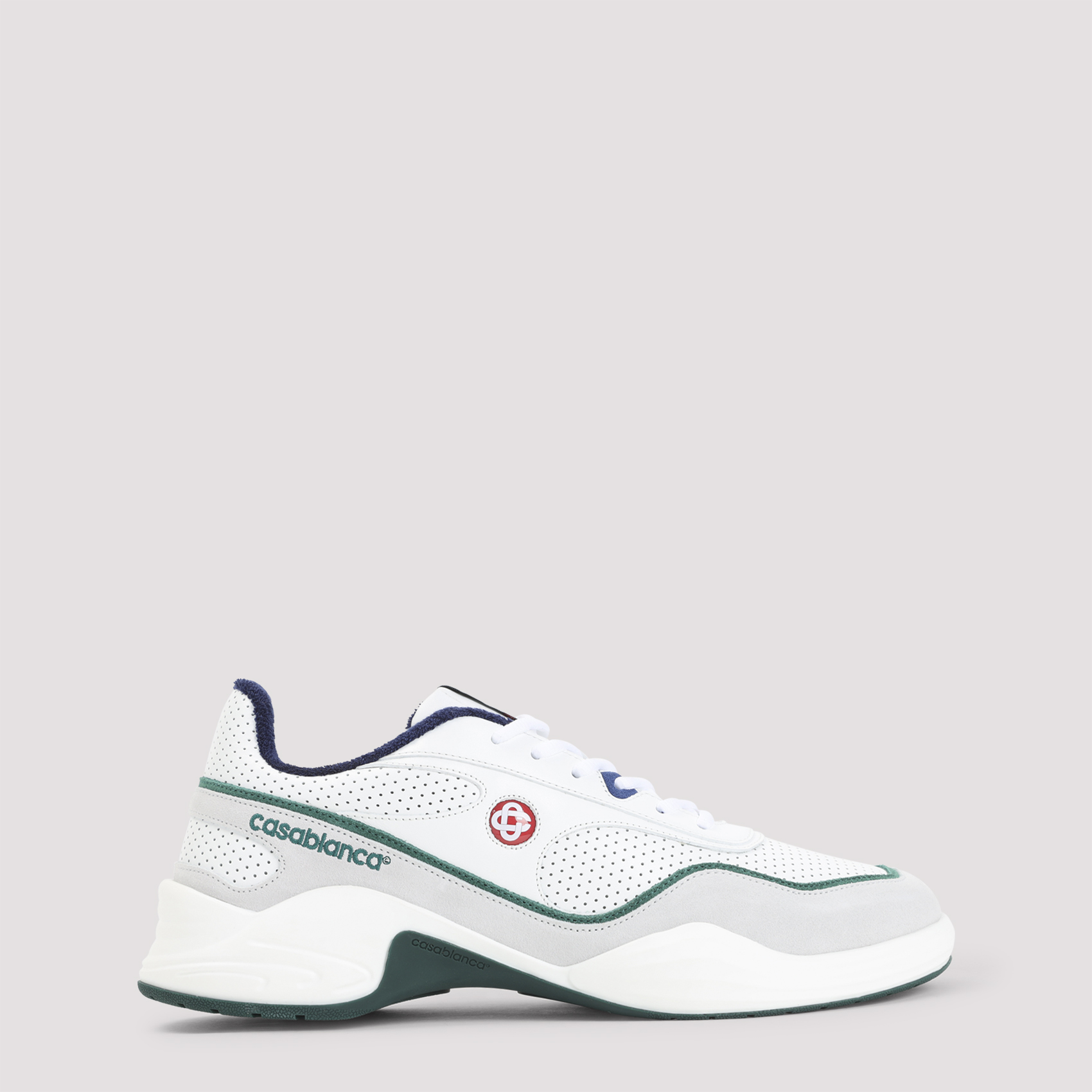 Casablanca Men's White Court Championship Sneakers Leather Suede Rubber