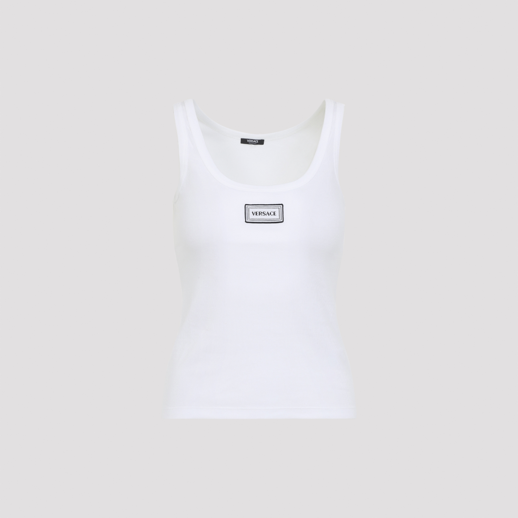Versace Women's White Cotton Tank Top Elastane