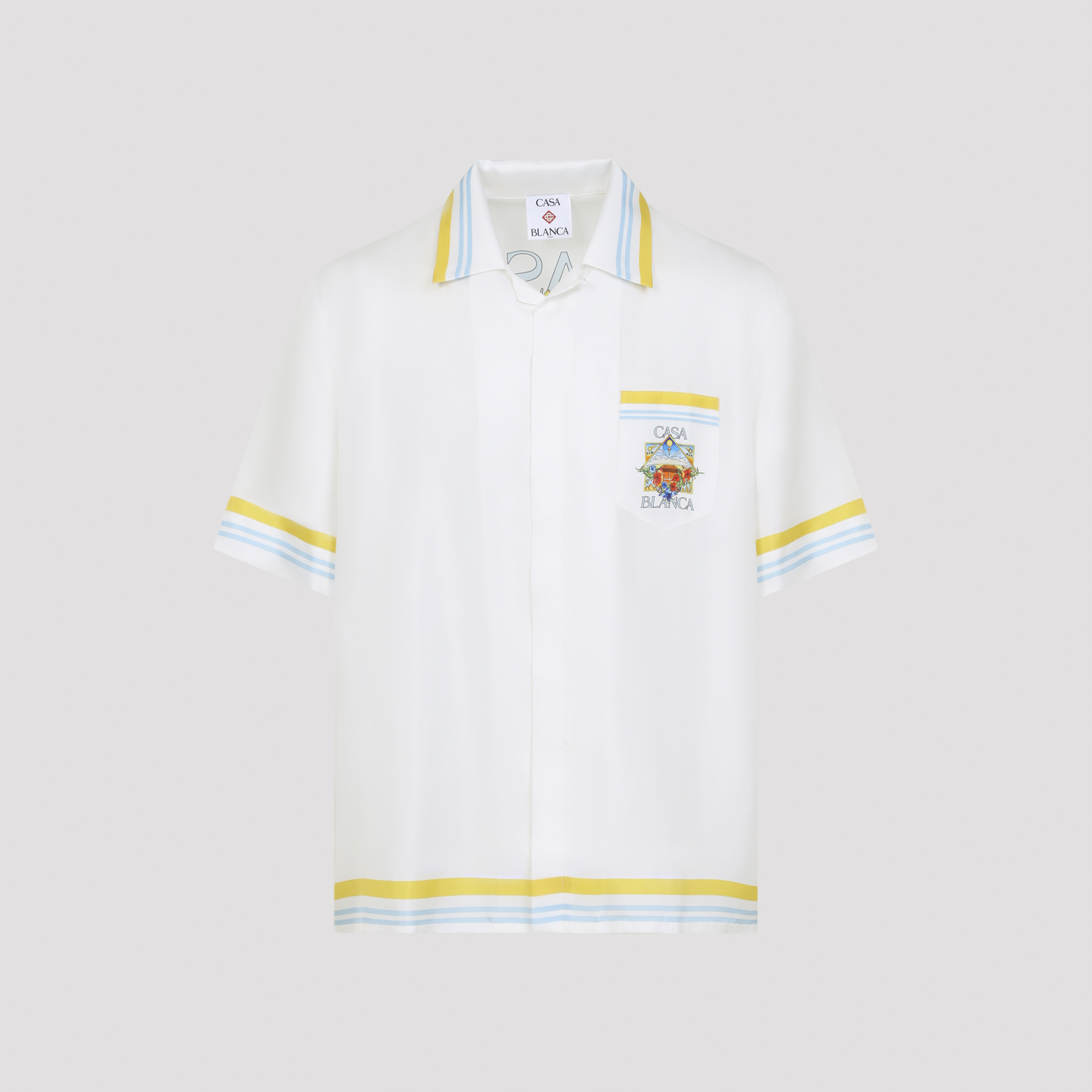 Casablanca Men's White Flower Court Icon Shirt Silk