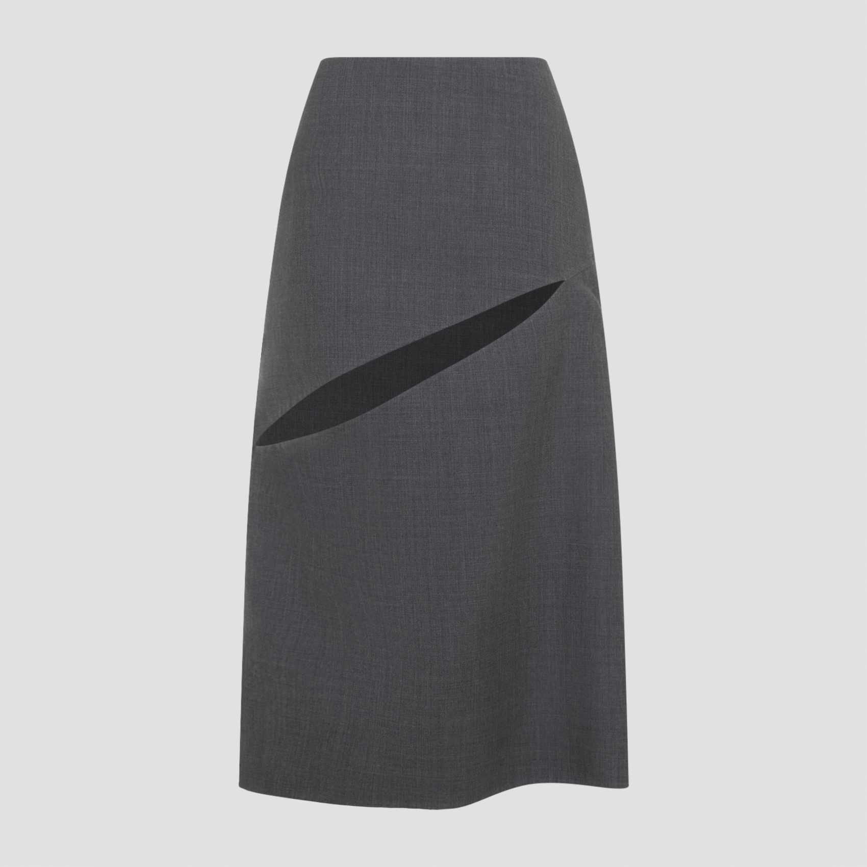 Jil Sander Women's Grey Midi Skirt Virgin Wool Silk