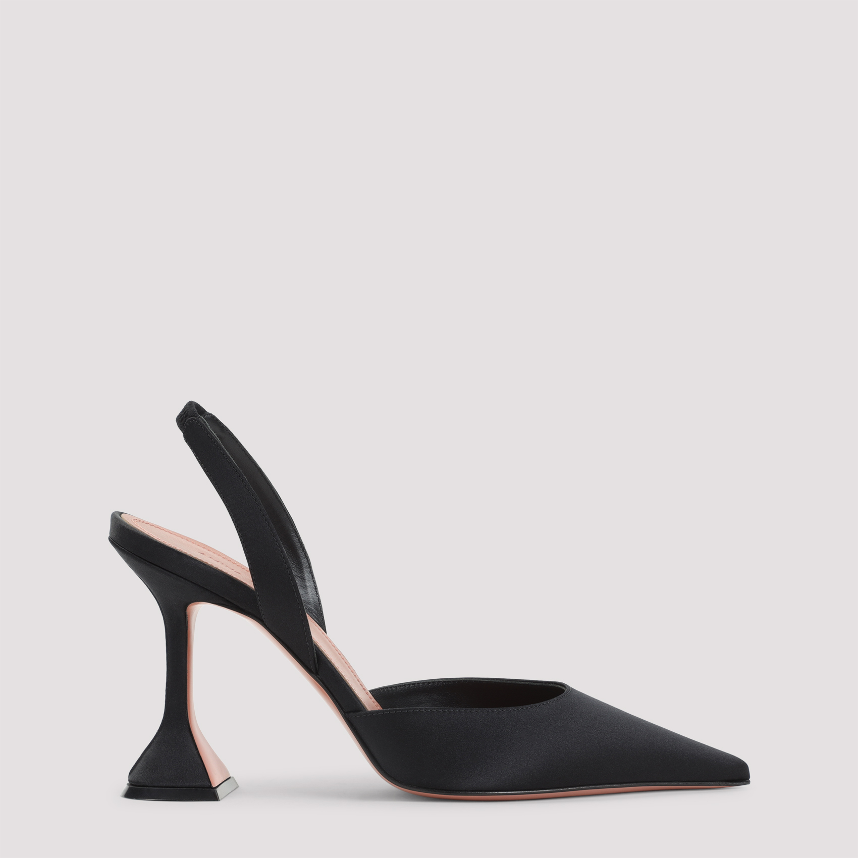 Amina Muaddi Women's Black Holli 95 Sling Satin Leather Shoe