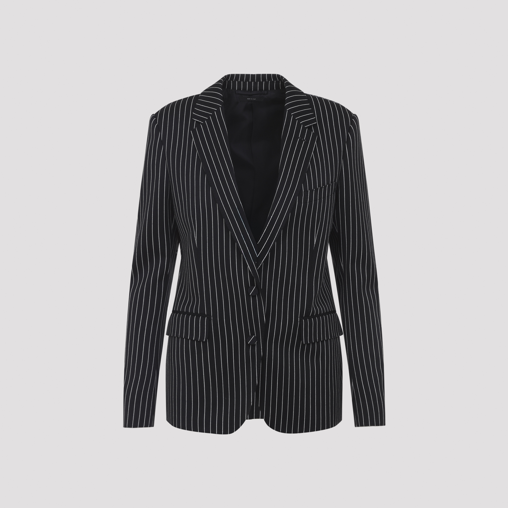 Tom Ford Women's Black Striped Wool Barathea Jacket Cotton