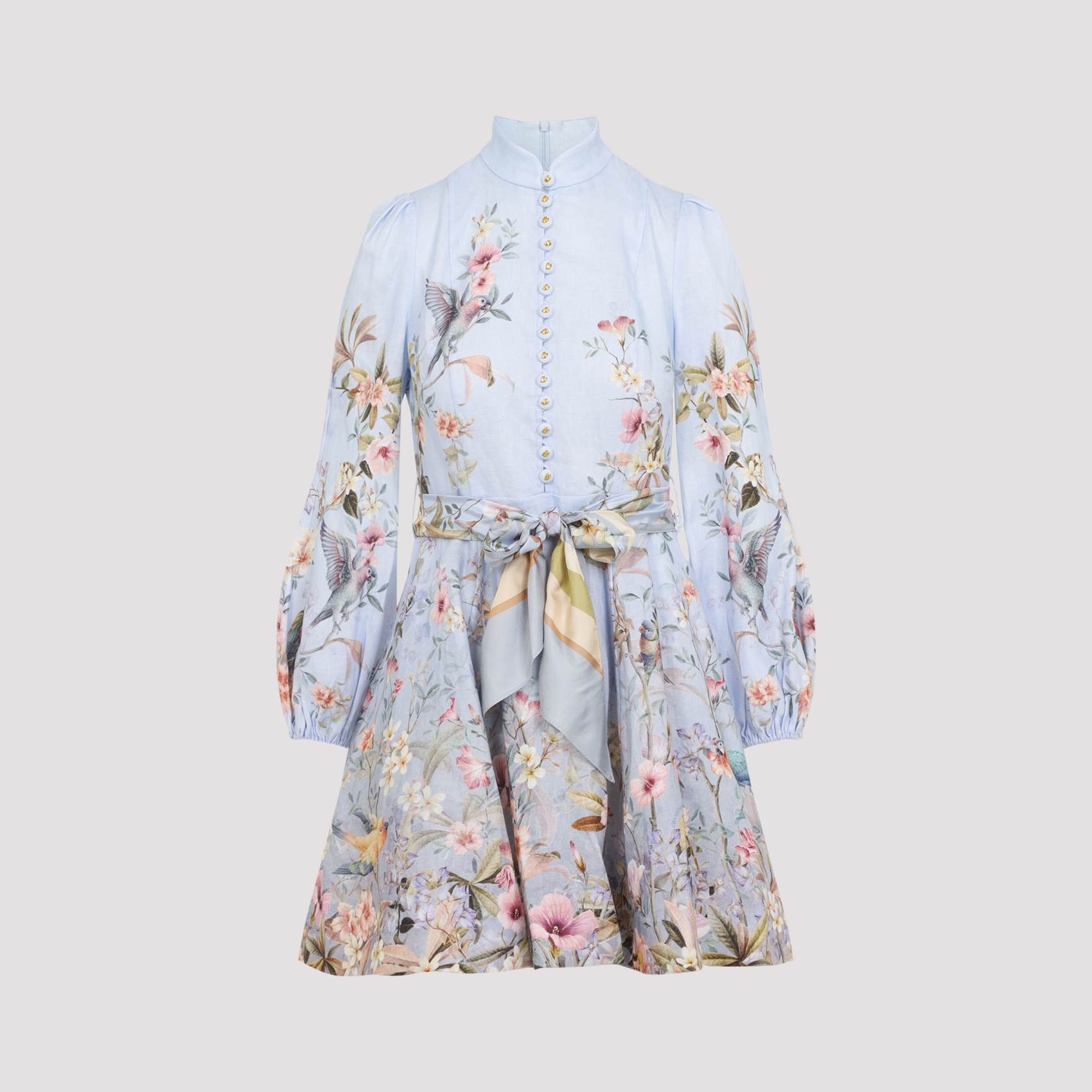 Zimmermann Women's Blue Rebellion Button Mini Dress Linen