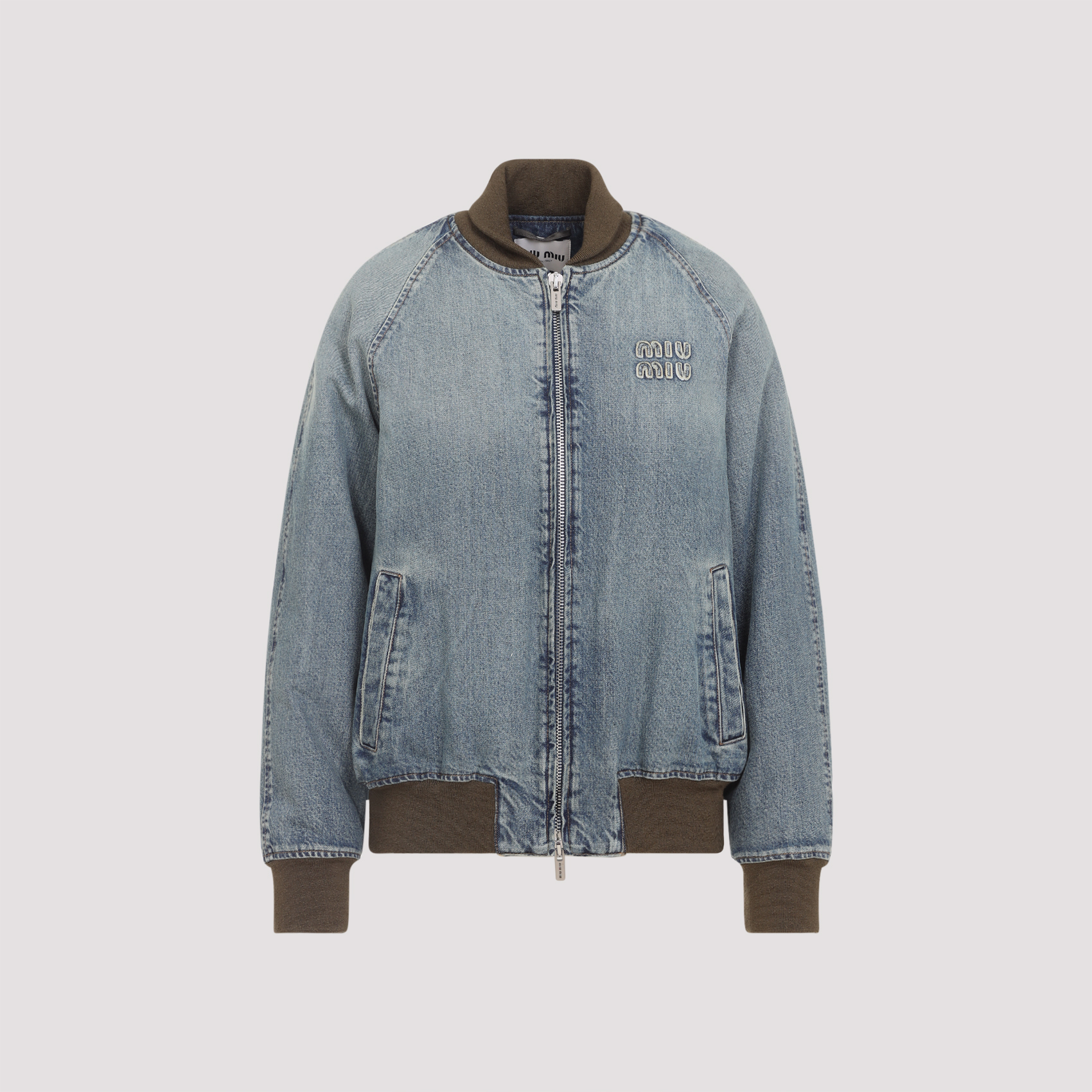 Miu Miu Women's Blue Blouson Jacket Cotton