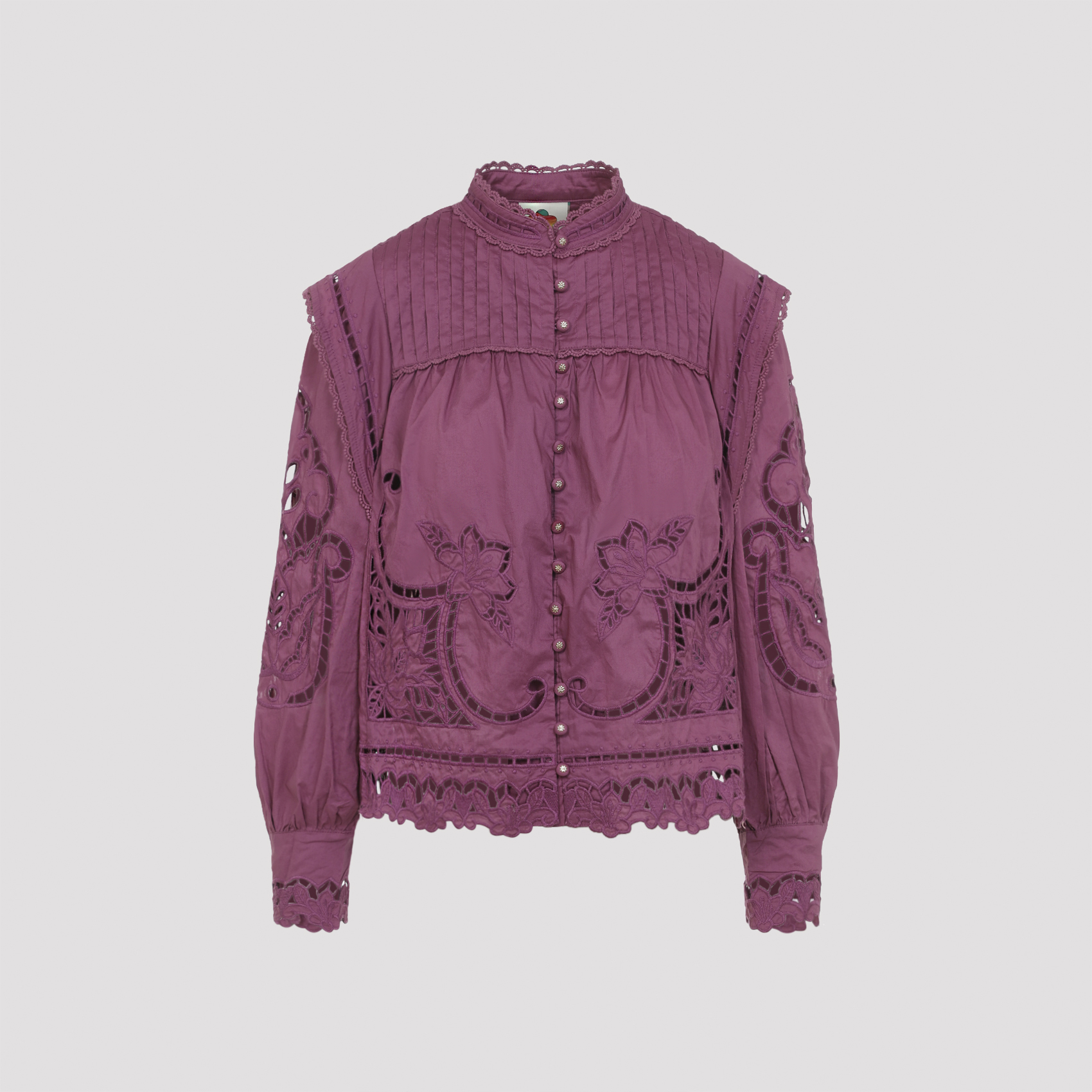 Farm Rio Women's Pink & Purple Richelieu Blouse Cotton Shirt