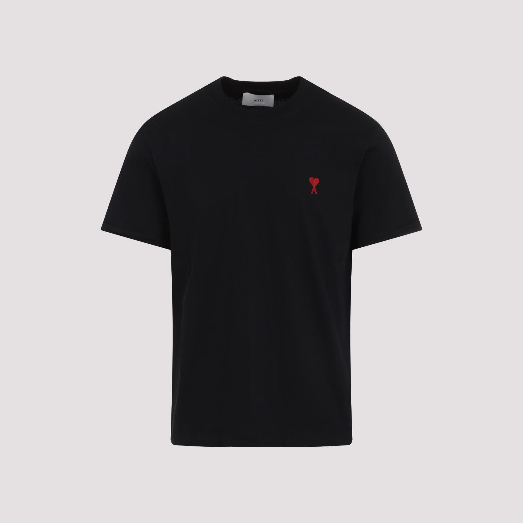 Ami Paris Men's Black Ami Classic Red T-Shirt Organic Cotton Tshirt