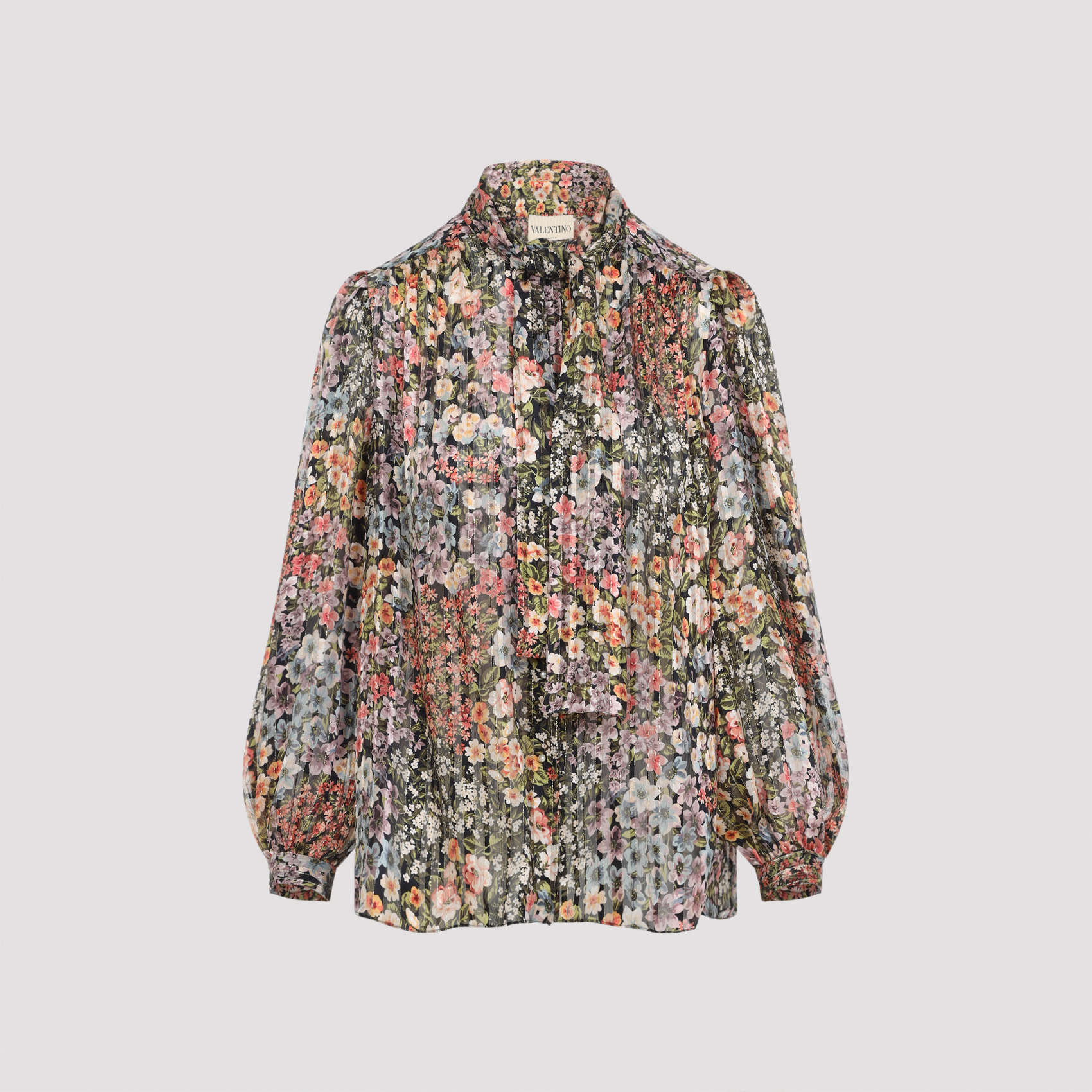 Valentino Women's Multicolour All-Over Print Shirt Silk Metallised Fibre
