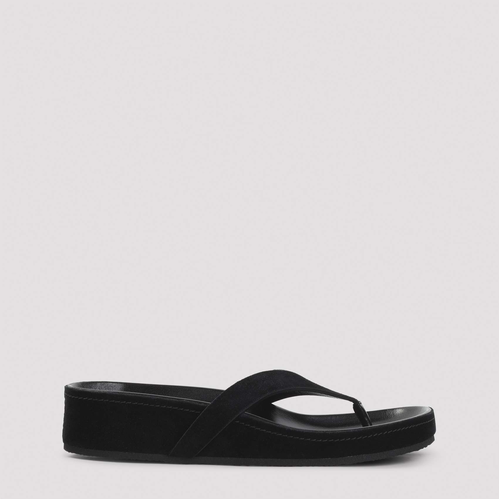 Phoebe Philo Round Flip Flop Black Suede Leather Shoe - Women
