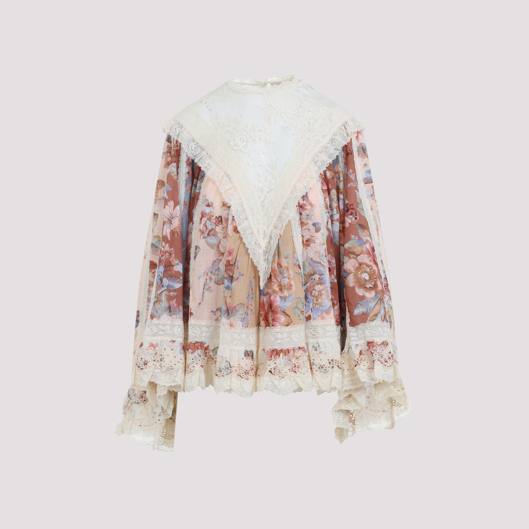 Zimmermann Women's Multicolour Awaken Lace Trim Blouse Cotton Tops