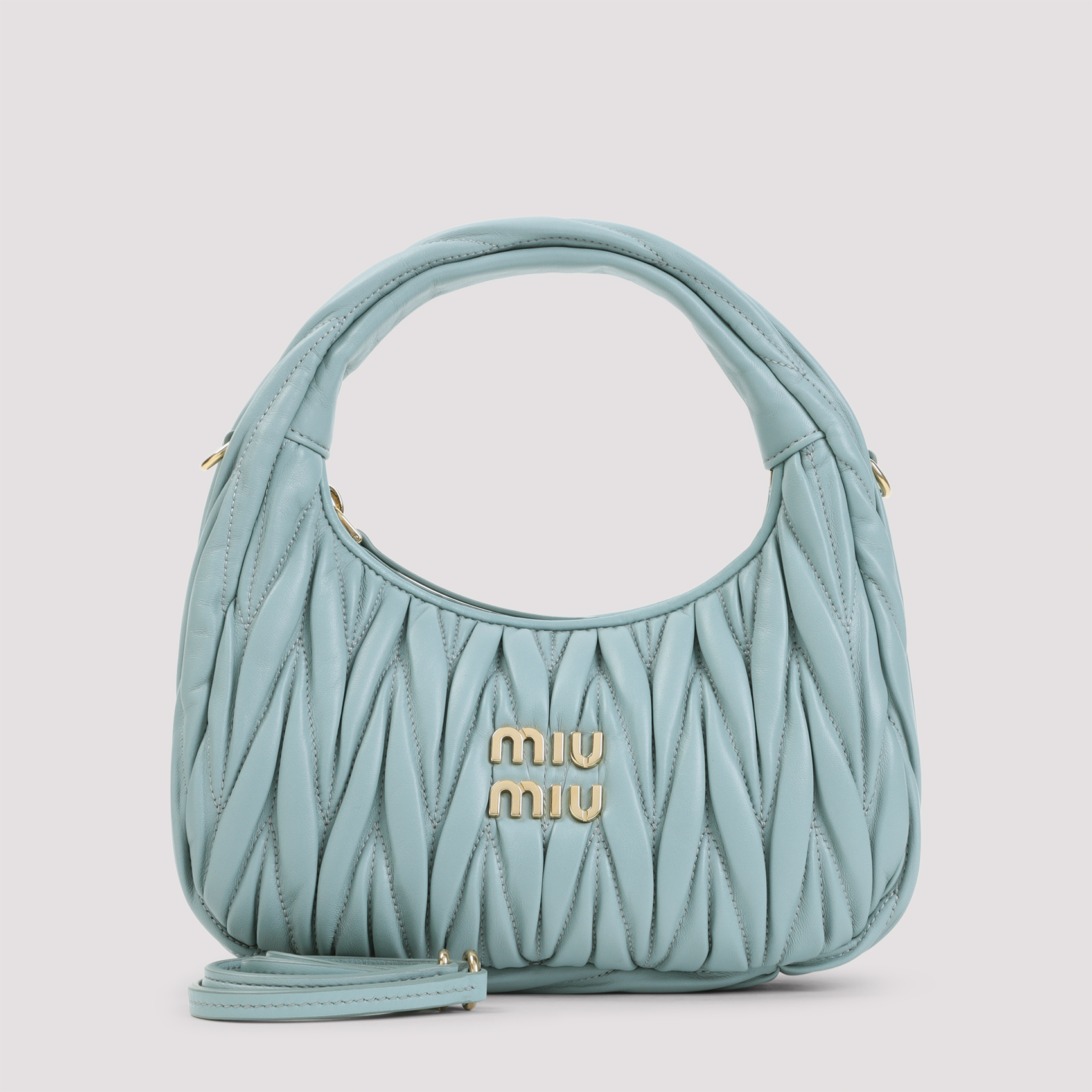 Miu Miu Women's Green Small Wander Matelassé Hobo Bag Lamb Leather