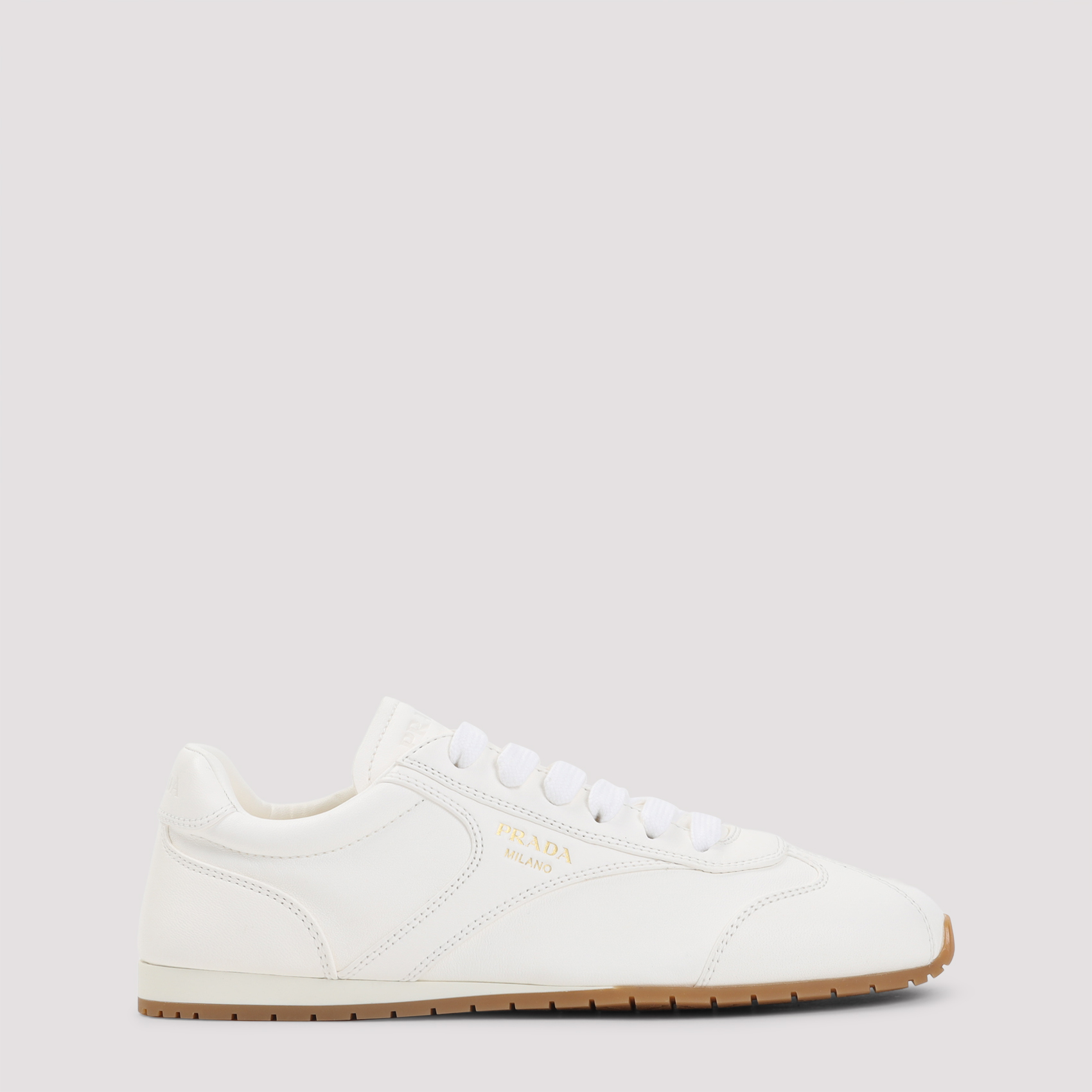 Prada Women's White Lamb Leather Sneakers