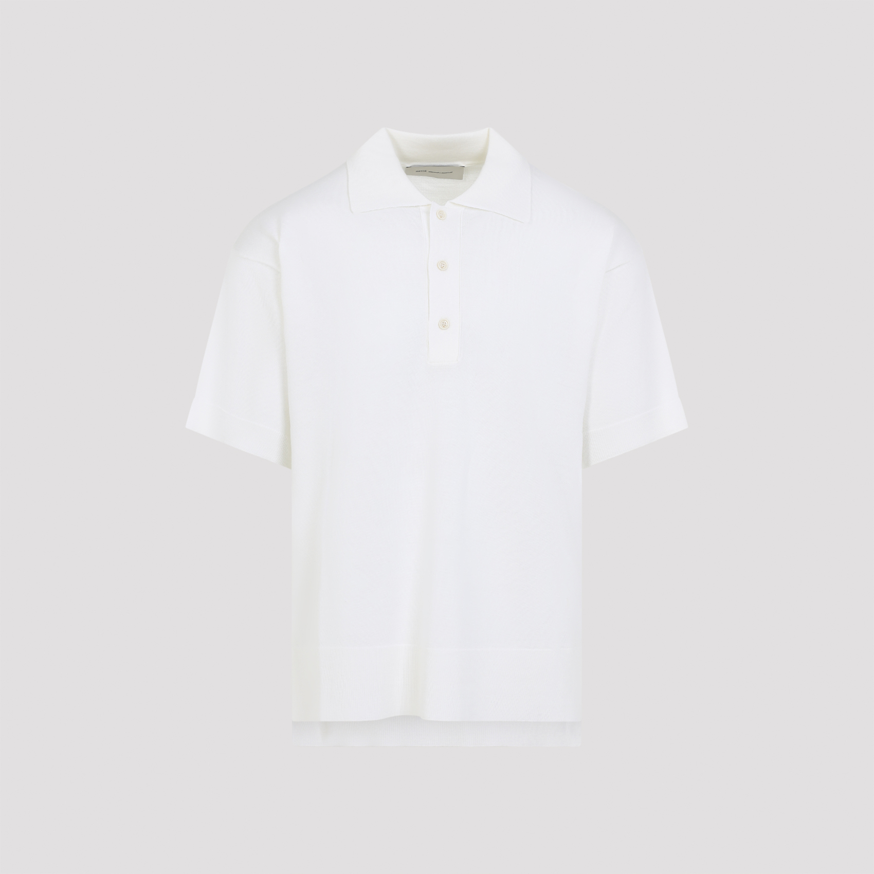 Ami Paris Men's White Ami Polo With Tonal De Coeur Virgin Wool Silk