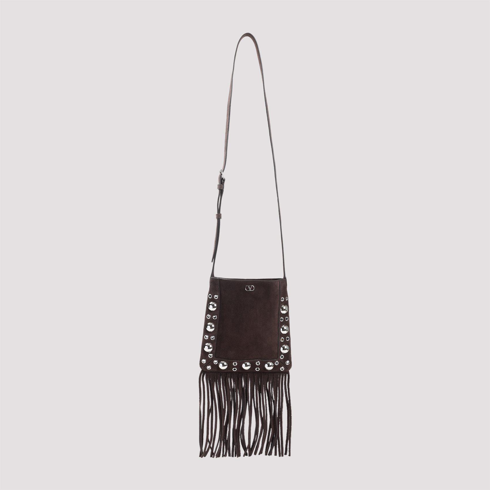 Valentino Garavani Women's Brown Small Cross Body Bag Suede Leather