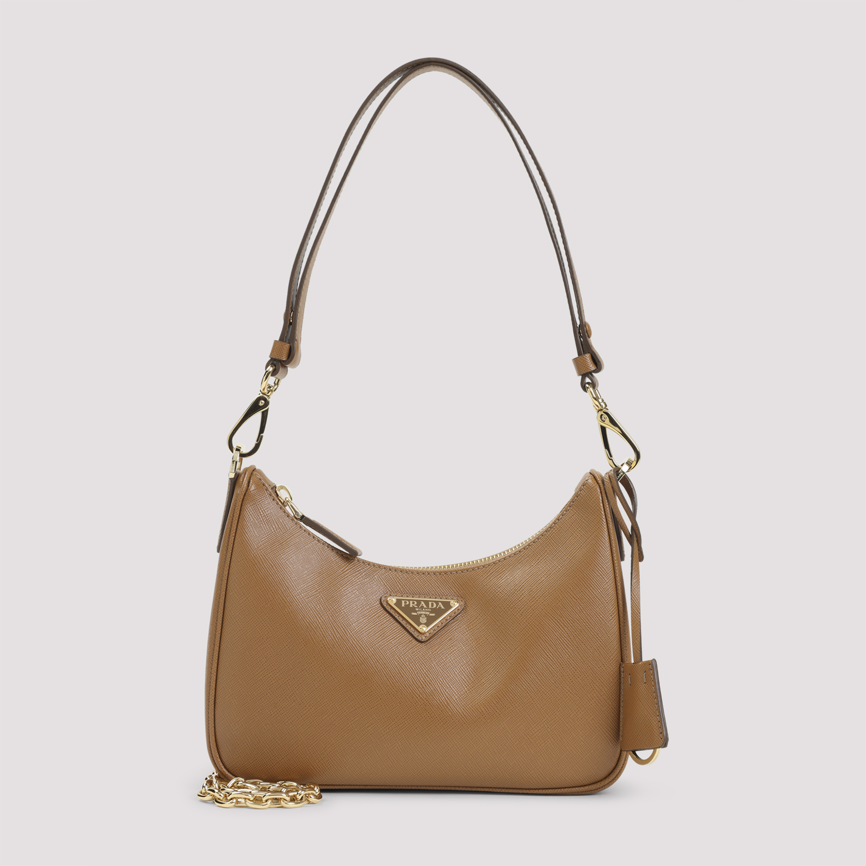 Prada Women's Brown Saffiano Re Edition Shoulder Bag Calf Leather