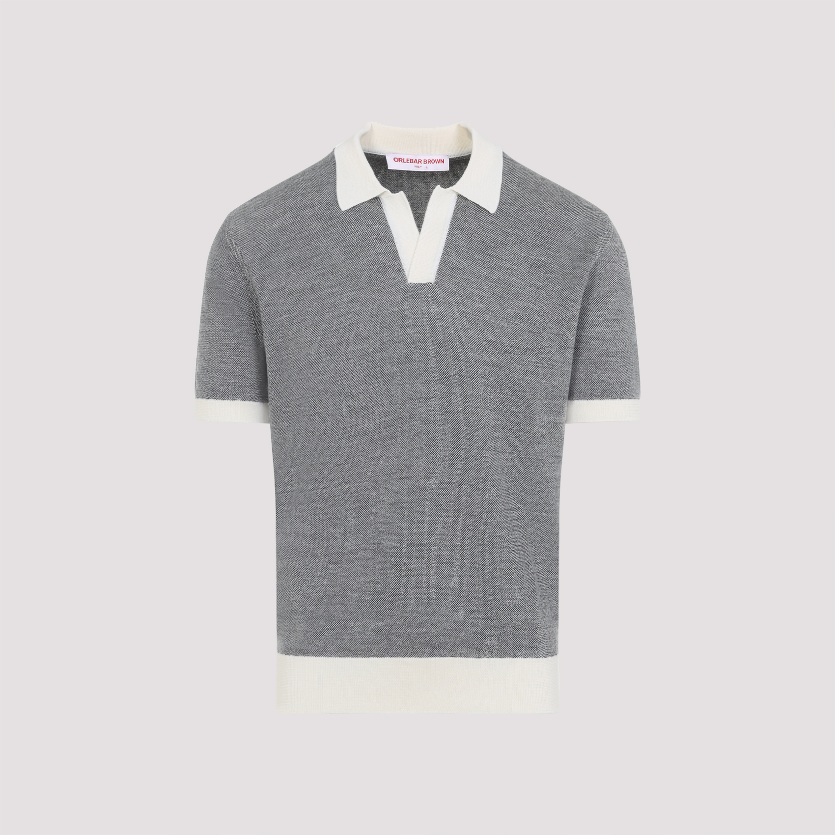 Orlebar Brown Men's White Horton Contrast Polo Merino Wool Cotton