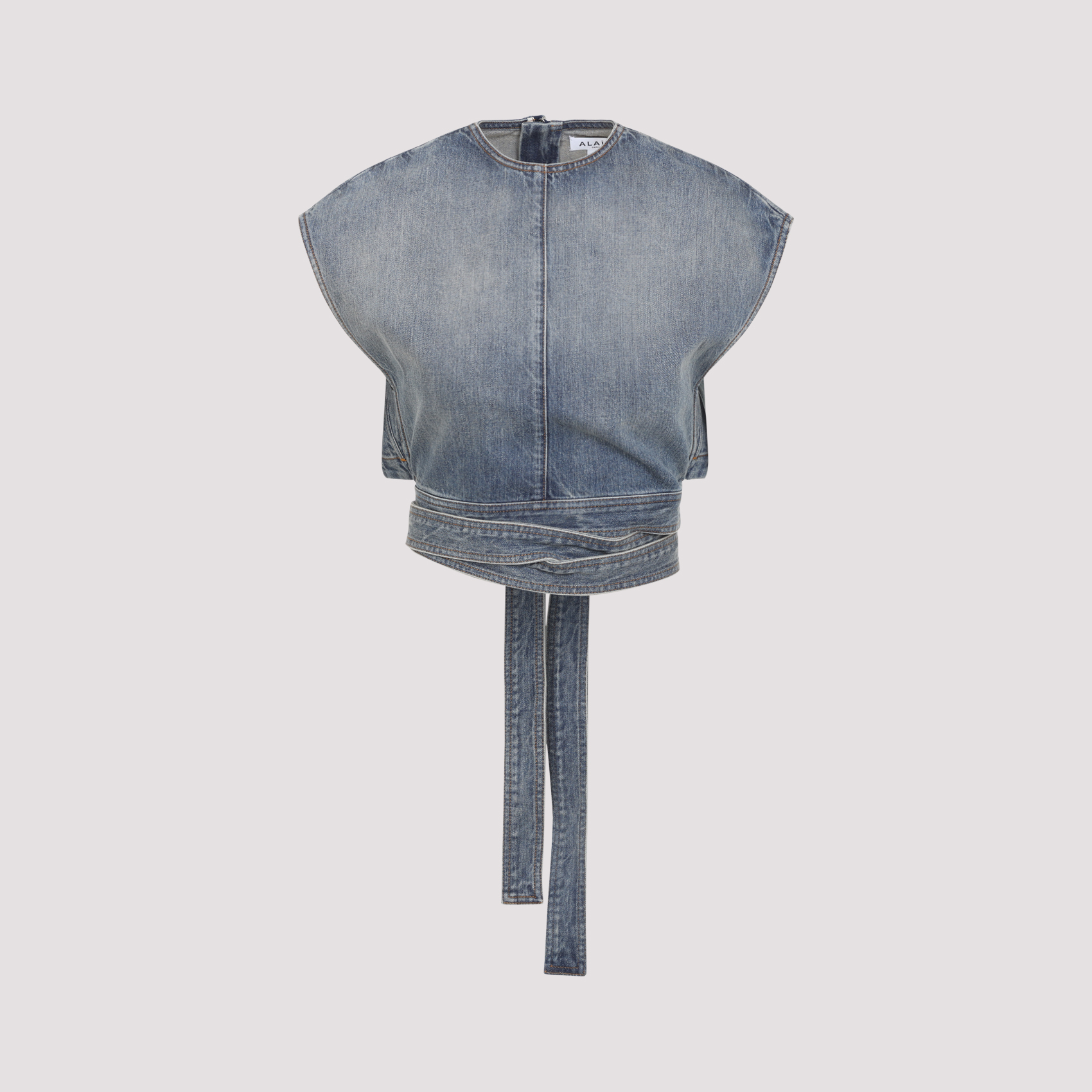 Alaïa Women's Blue Belted Top Cotton Polyurethane