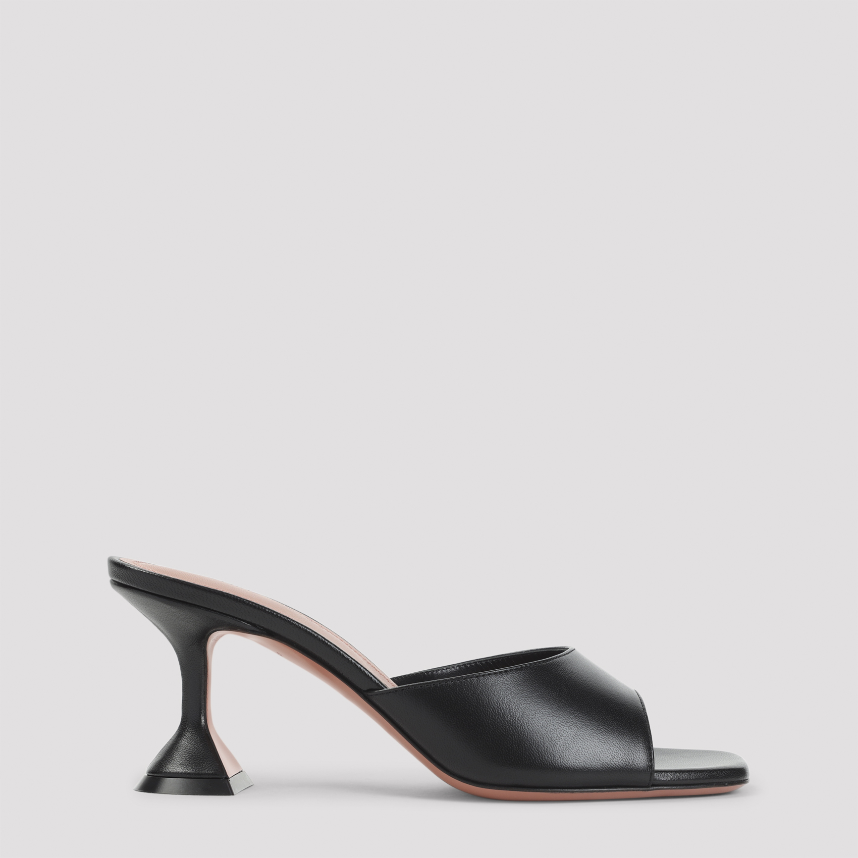 Amina Muaddi Women's Black Lupita 70 Slippers Nappa Leather Shoe