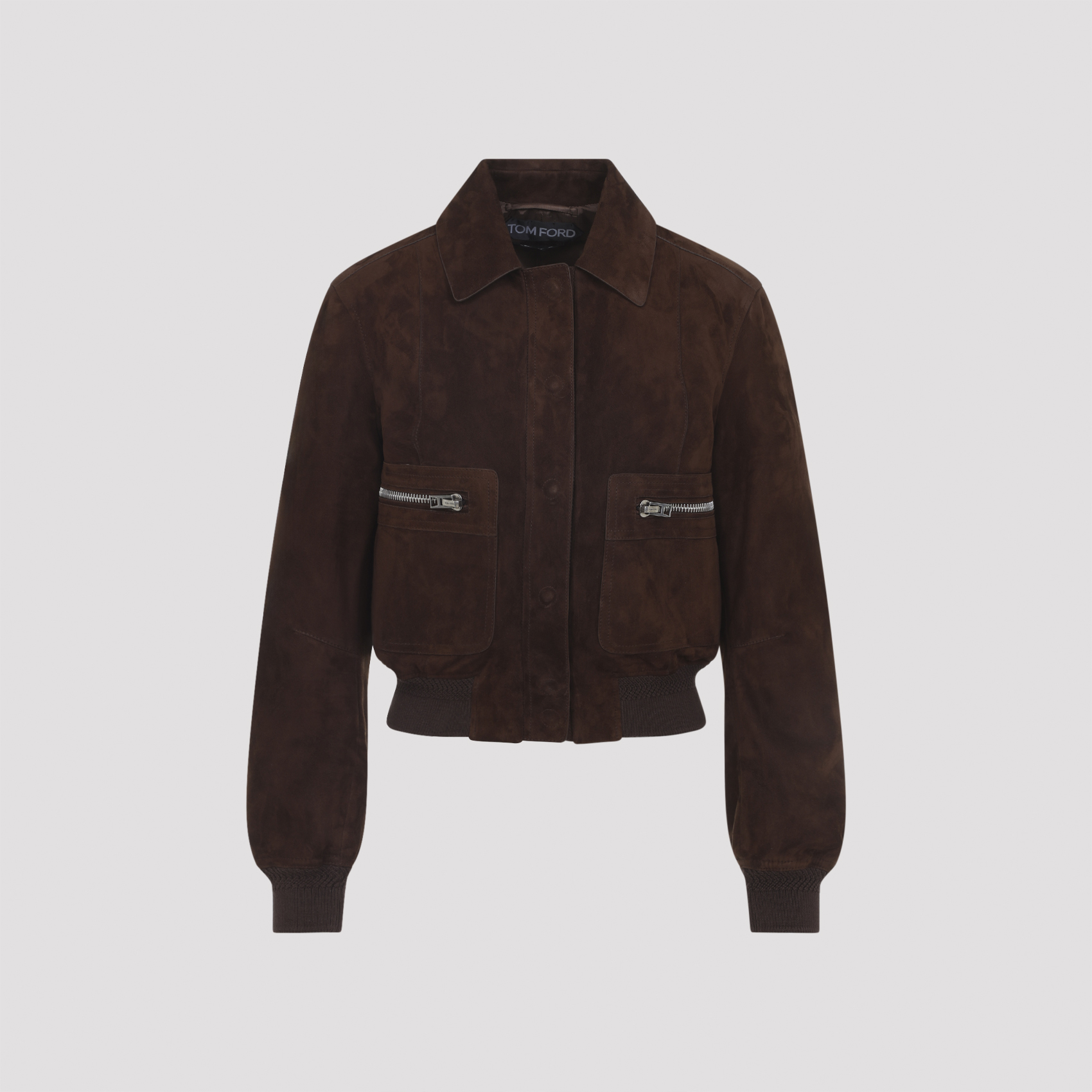 Tom Ford Women's Brown Lamb Suede Bomber Jacket Leather