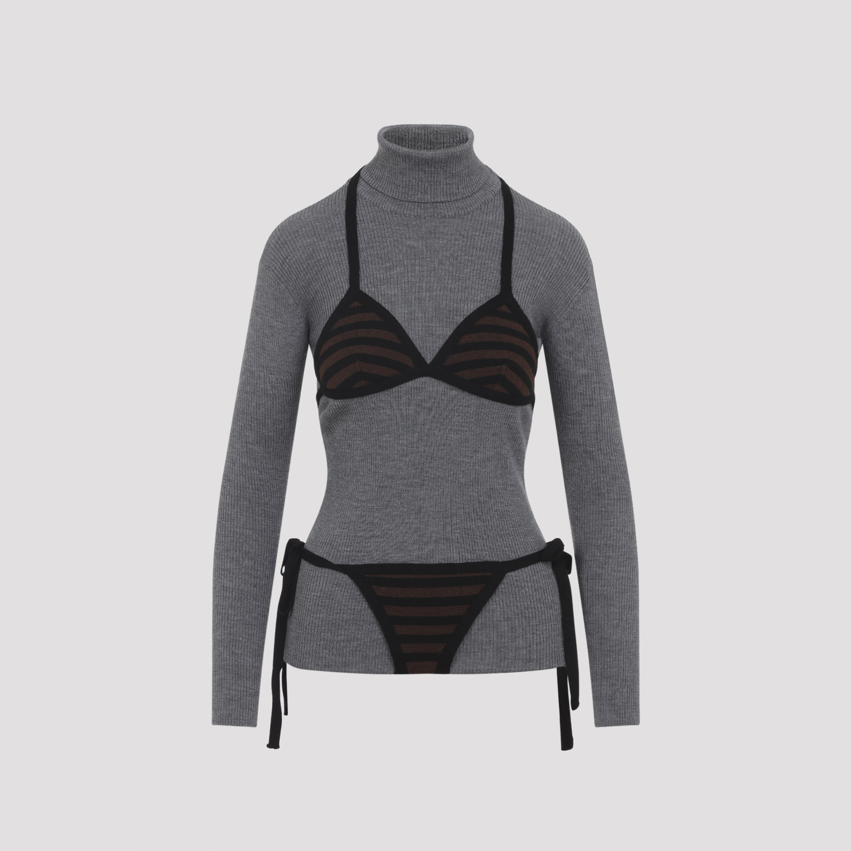 Moschino Women's Grey Turtleneck Virgin Wool Sweater