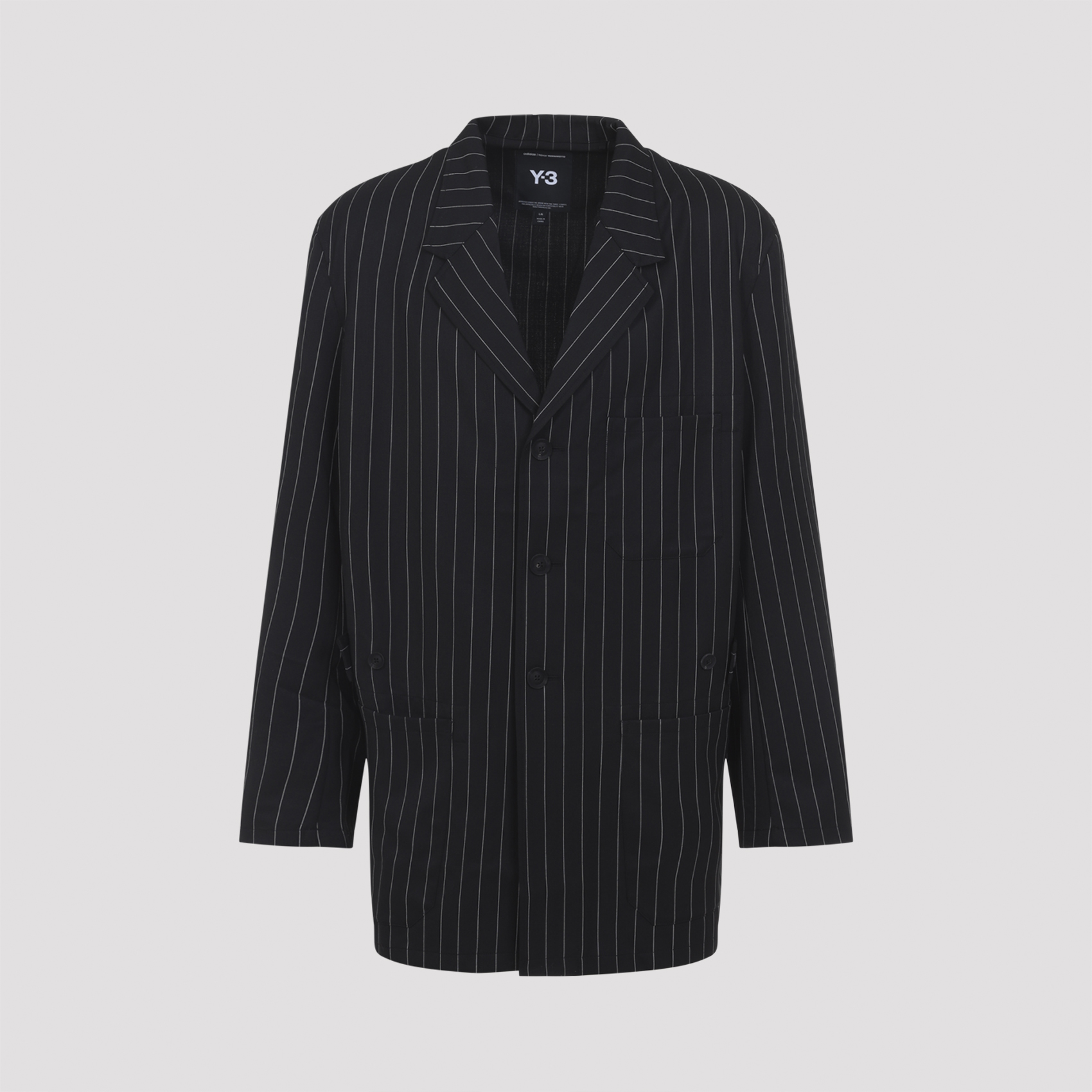 Y 3 Men's Black Chore Jacket Polyester Wool Elastane