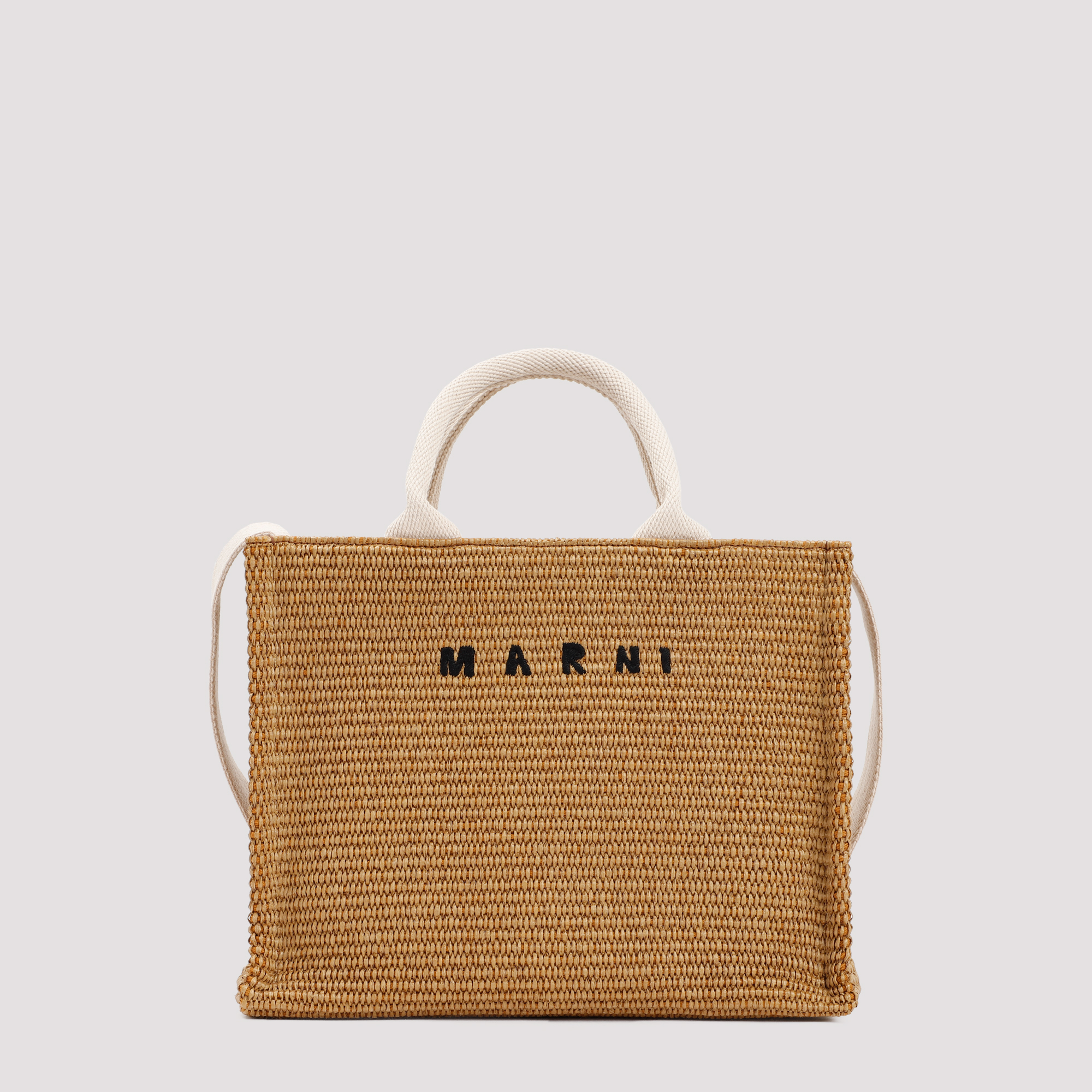 Marni Women's Nude & Neutrals Raffia East-West Tote Bag Cotton Polyamide