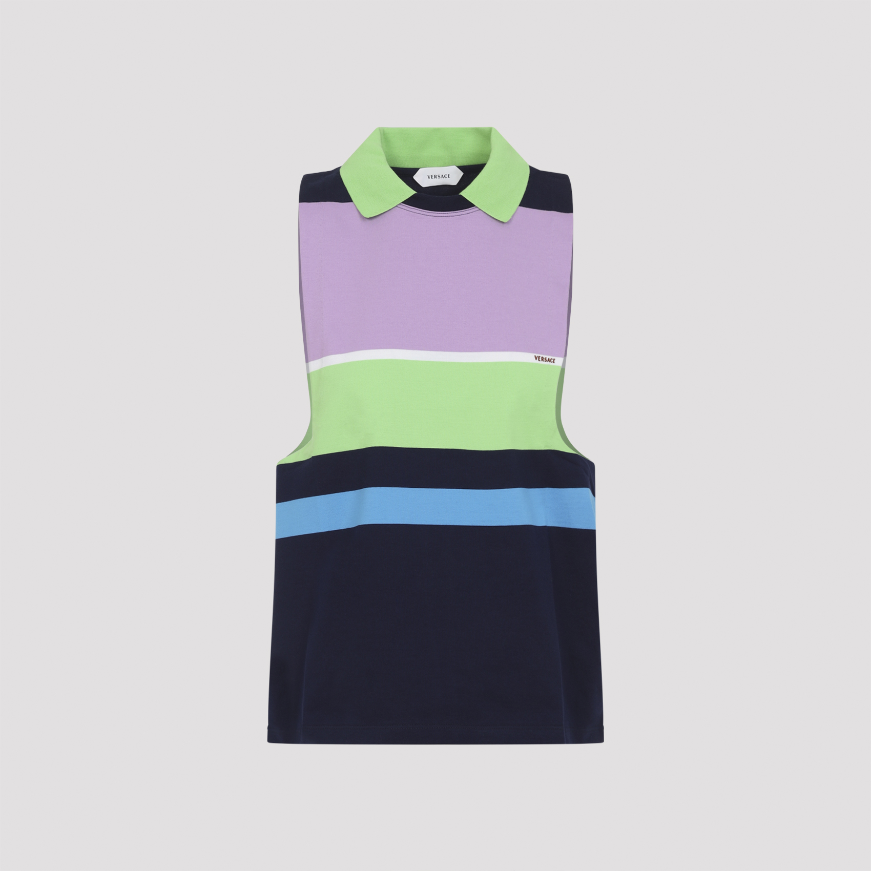 Versace Women's Pink & Purple Heavy Striped Cotton Sweatshirt